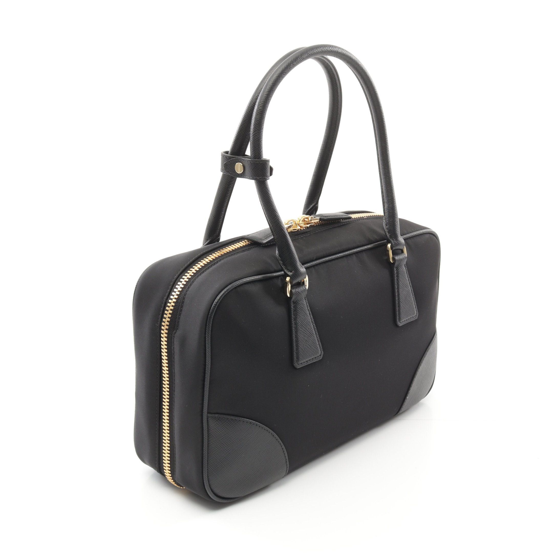 Prada Prada Re-Edition 1978 Re-Nylon Medium Double Handle Handbag Nylon Saffiano Leather Black Size ONE SIZE - 2 Thumbnail