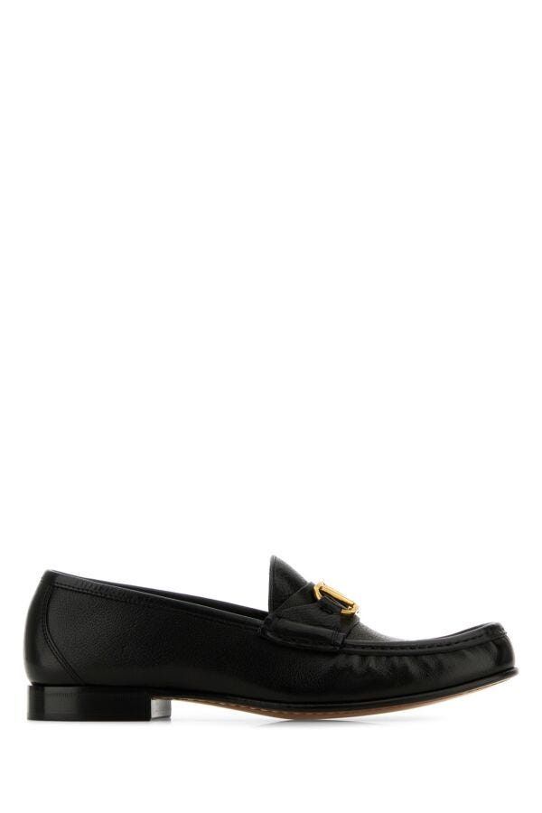Valentino Black Leather Vlogo Loafers Size US 9 / IT 39 - 3 Thumbnail