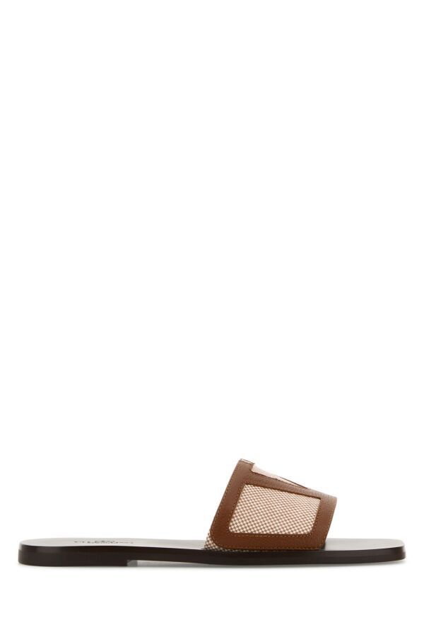 Valentino Two-Tone Canvas And Leather Viva Superstar Slippers Size US 8.5 / EU 41-42 - 3 Thumbnail