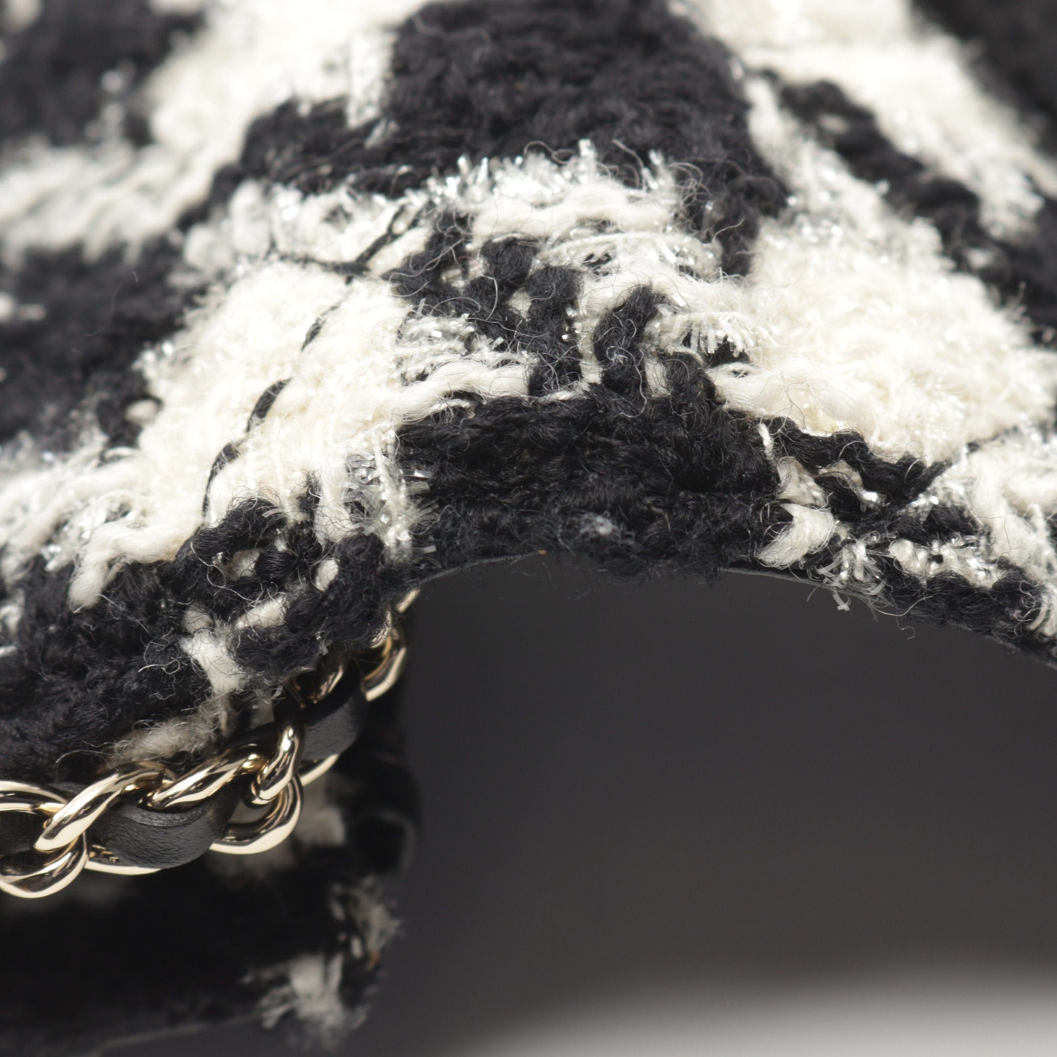 Chanel Chanel Coco Mark Chain Wallet Houndstooth Tweed Black White Gold Hardware Size ONE SIZE - 7 Thumbnail