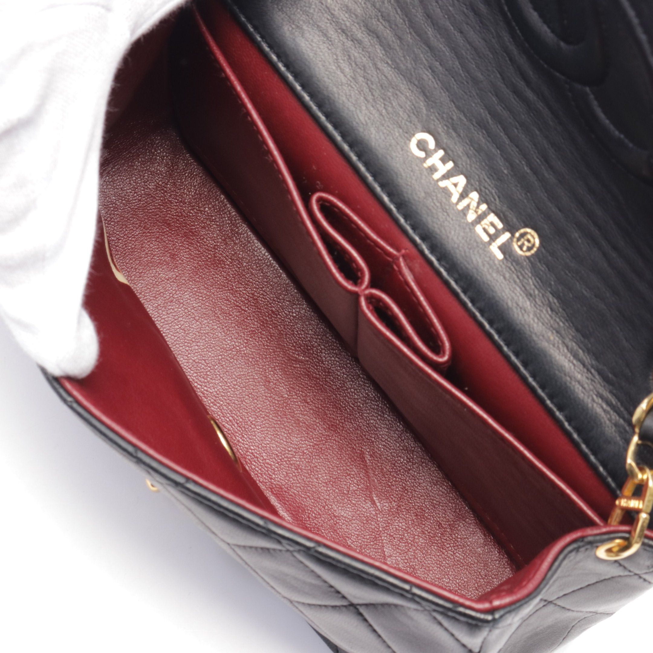 Chanel Chanel Mini Matelasse Full Flap Chain Shoulder Bag Lambskin Black Gold Hardware Size ONE SIZE - 3 Thumbnail