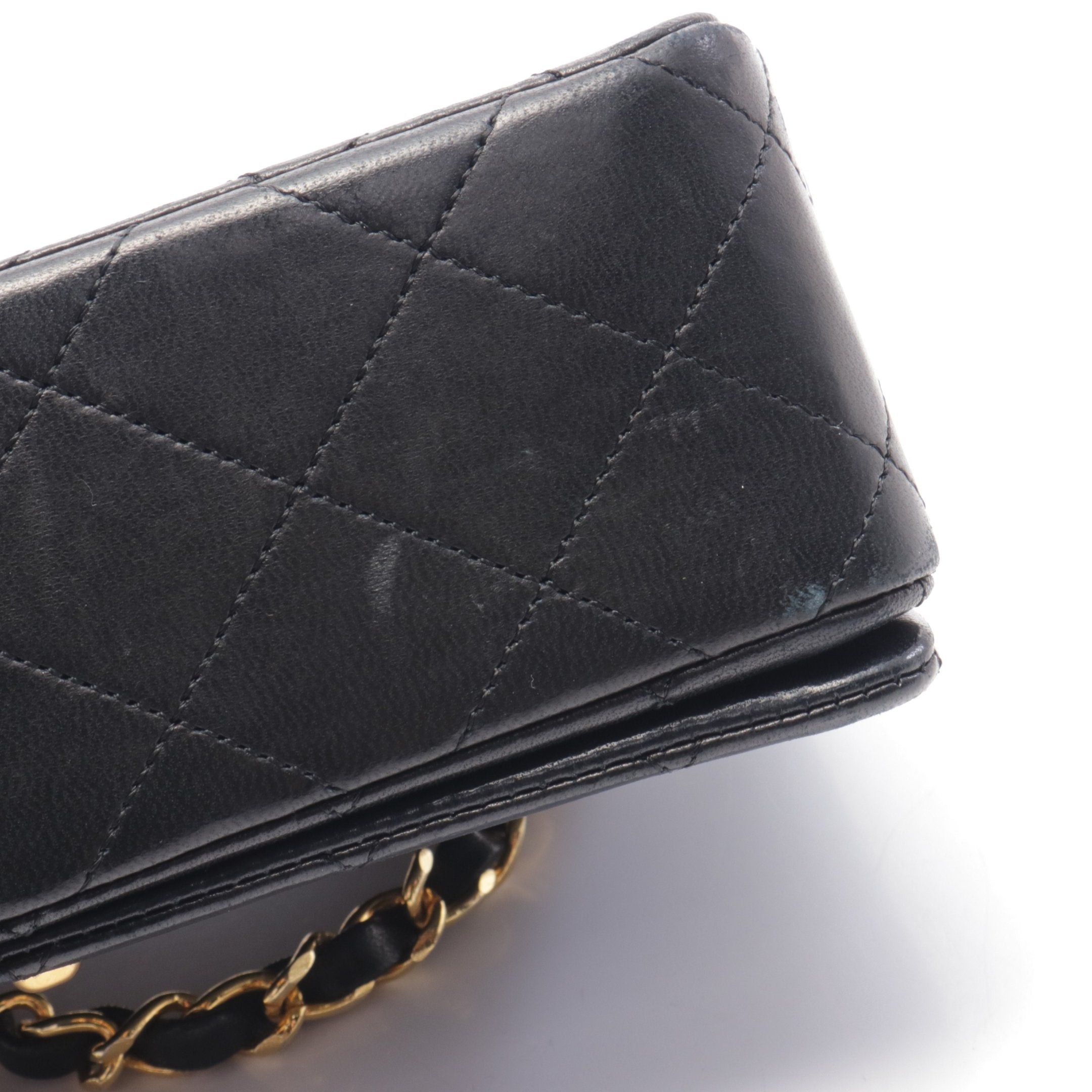 Chanel Chanel Mini Matelasse Full Flap Chain Shoulder Bag Lambskin Black Gold Hardware Size ONE SIZE - 8 Thumbnail