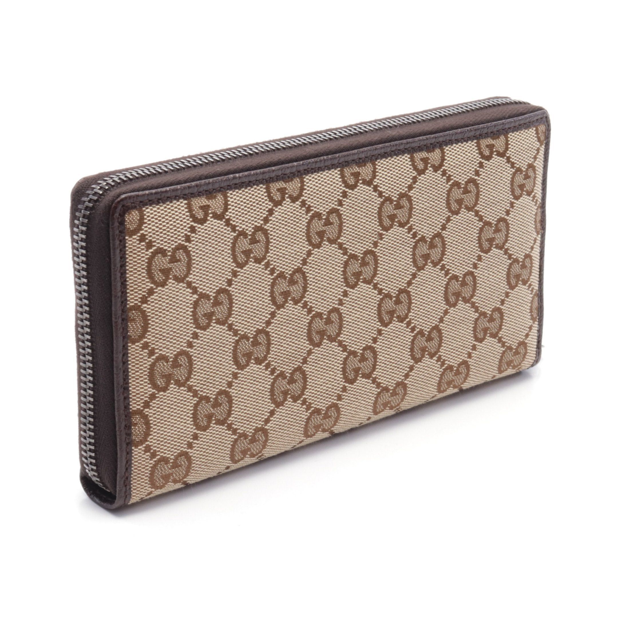 Gucci Gucci Gg Canvas Round Zipper Long Wallet Leather Beige Brown Size ONE SIZE - 2 Thumbnail