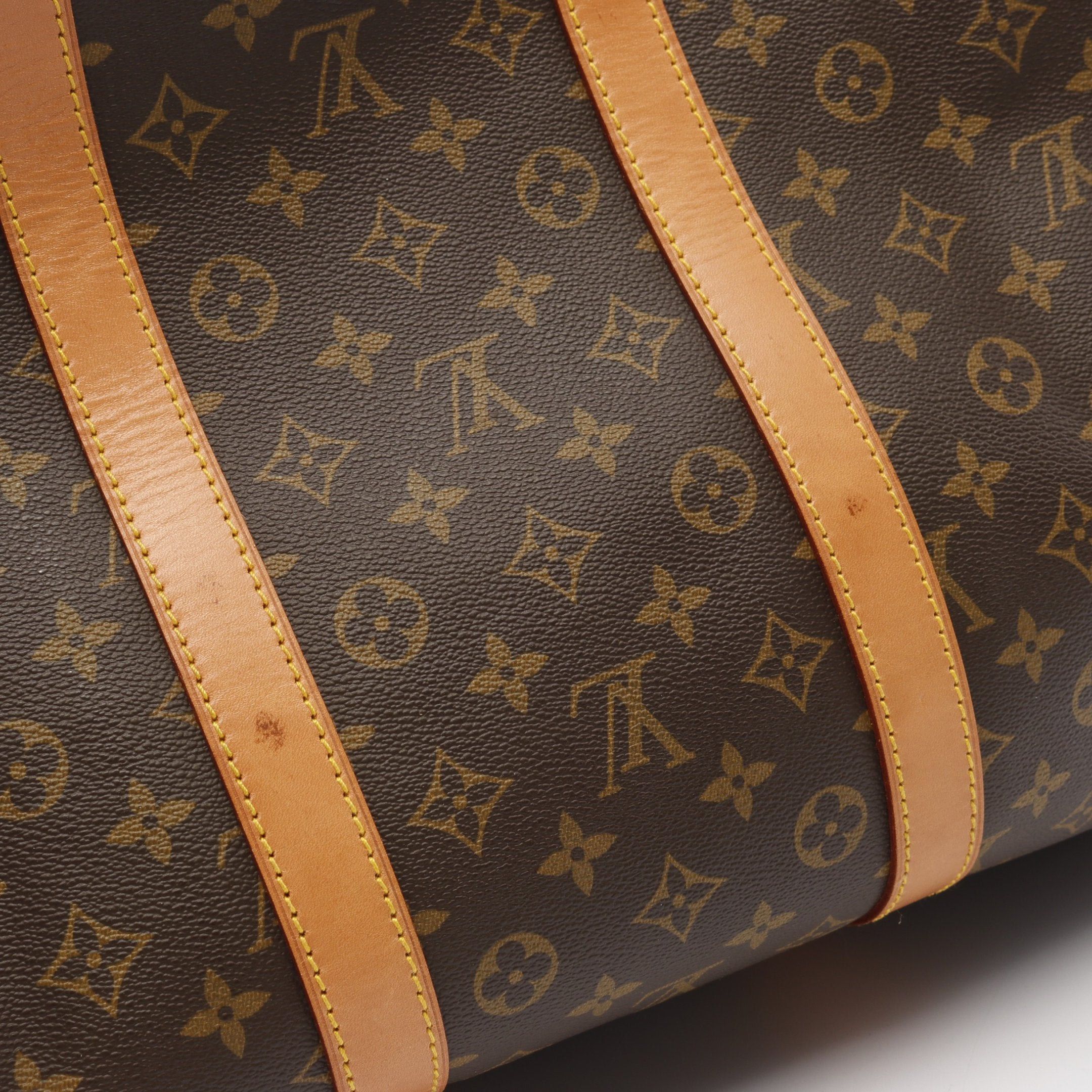 Louis Vuitton Louis Vuitton Keepall 55 Monogram Boston Bag Leather Brown Size ONE SIZE - 6 Thumbnail