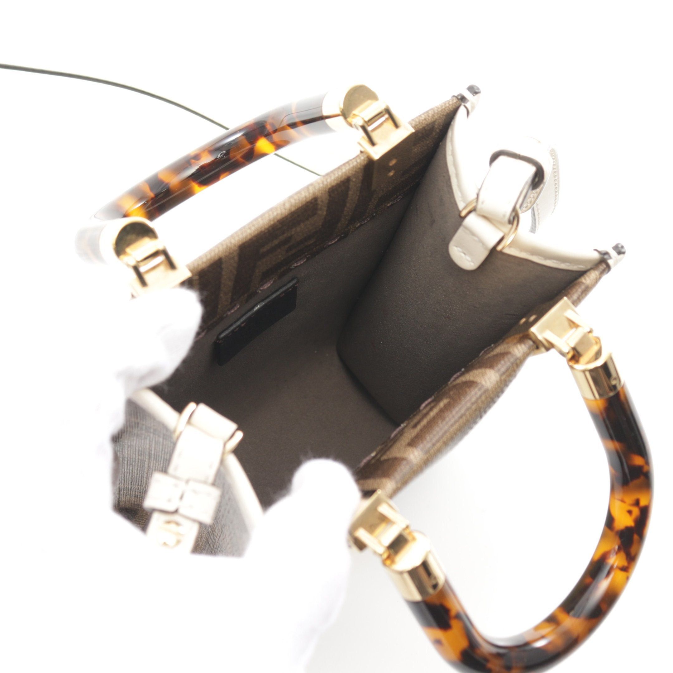 Fendi Fendi Sunshine Shopper Mini Handbag Leather Off White Brown Multicolor Size ONE SIZE - 3 Thumbnail