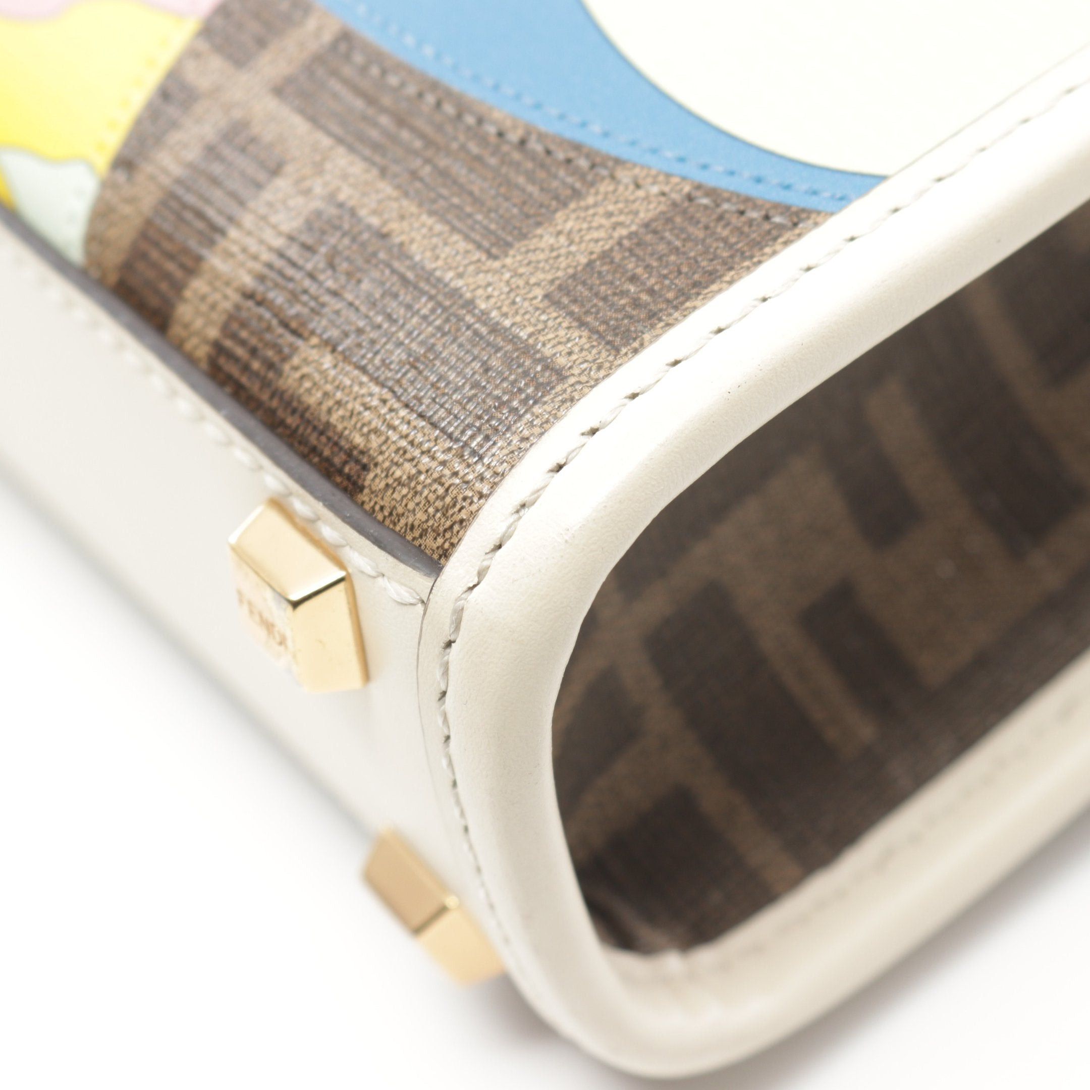 Fendi Fendi Sunshine Shopper Mini Handbag Leather Off White Brown Multicolor Size ONE SIZE - 6 Thumbnail