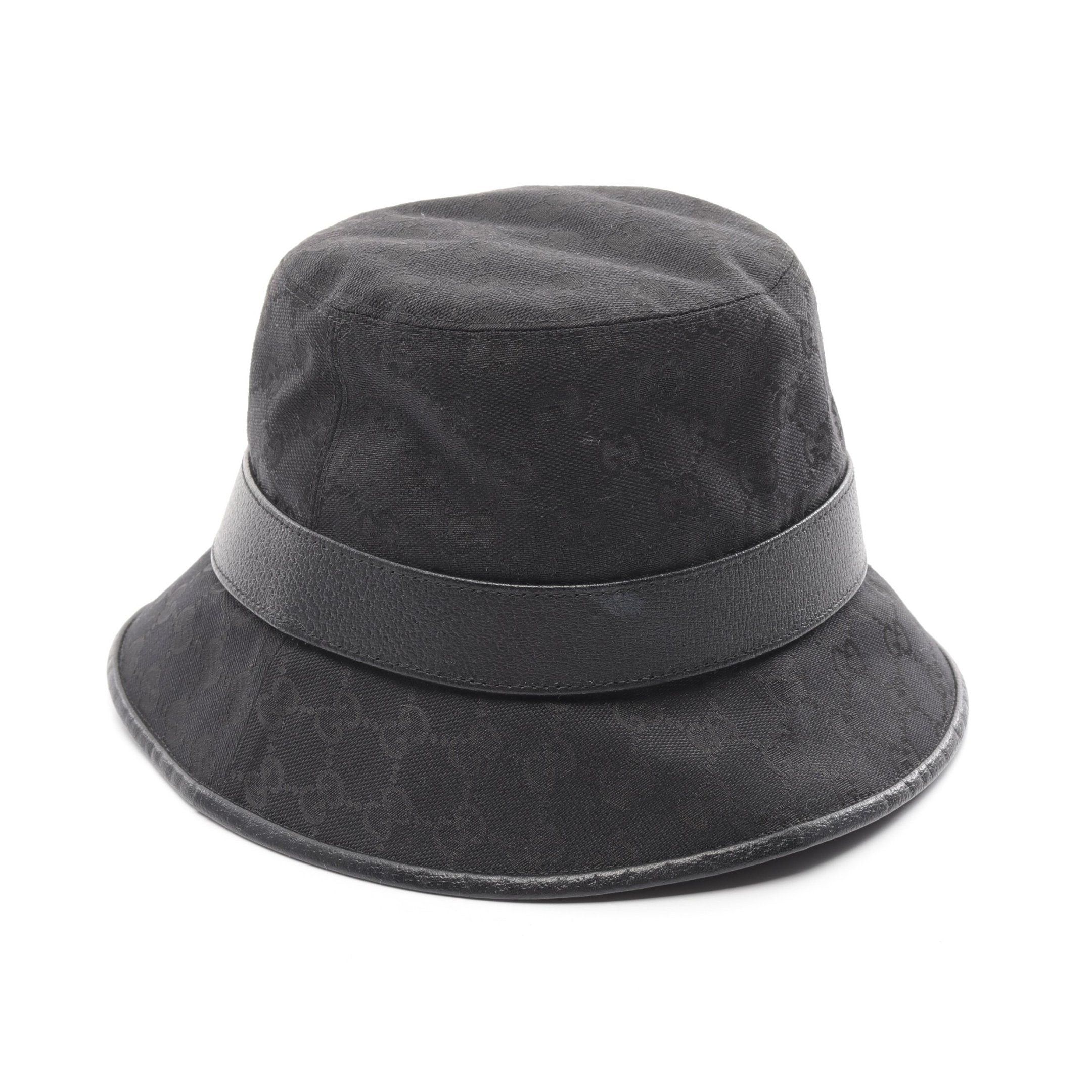 Gucci Gucci Fedora Hat Gg Marmont Canvas Leather Black Size ONE SIZE - 2 Thumbnail