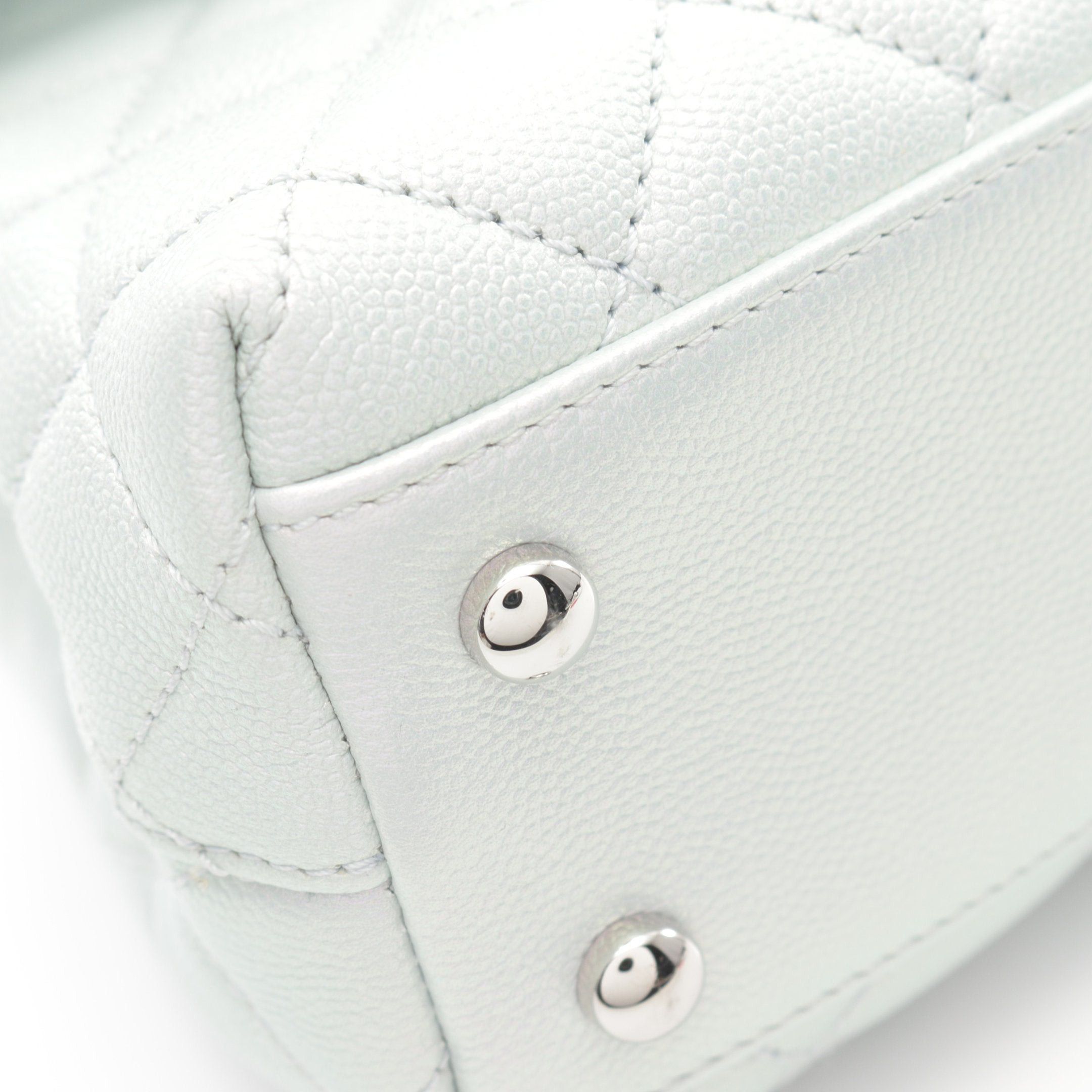 Chanel Chanel Coco Handle Flap Matelasse Handbag Caviar Skin Light Blue Silver Hardware Size ONE SIZE - 7 Thumbnail