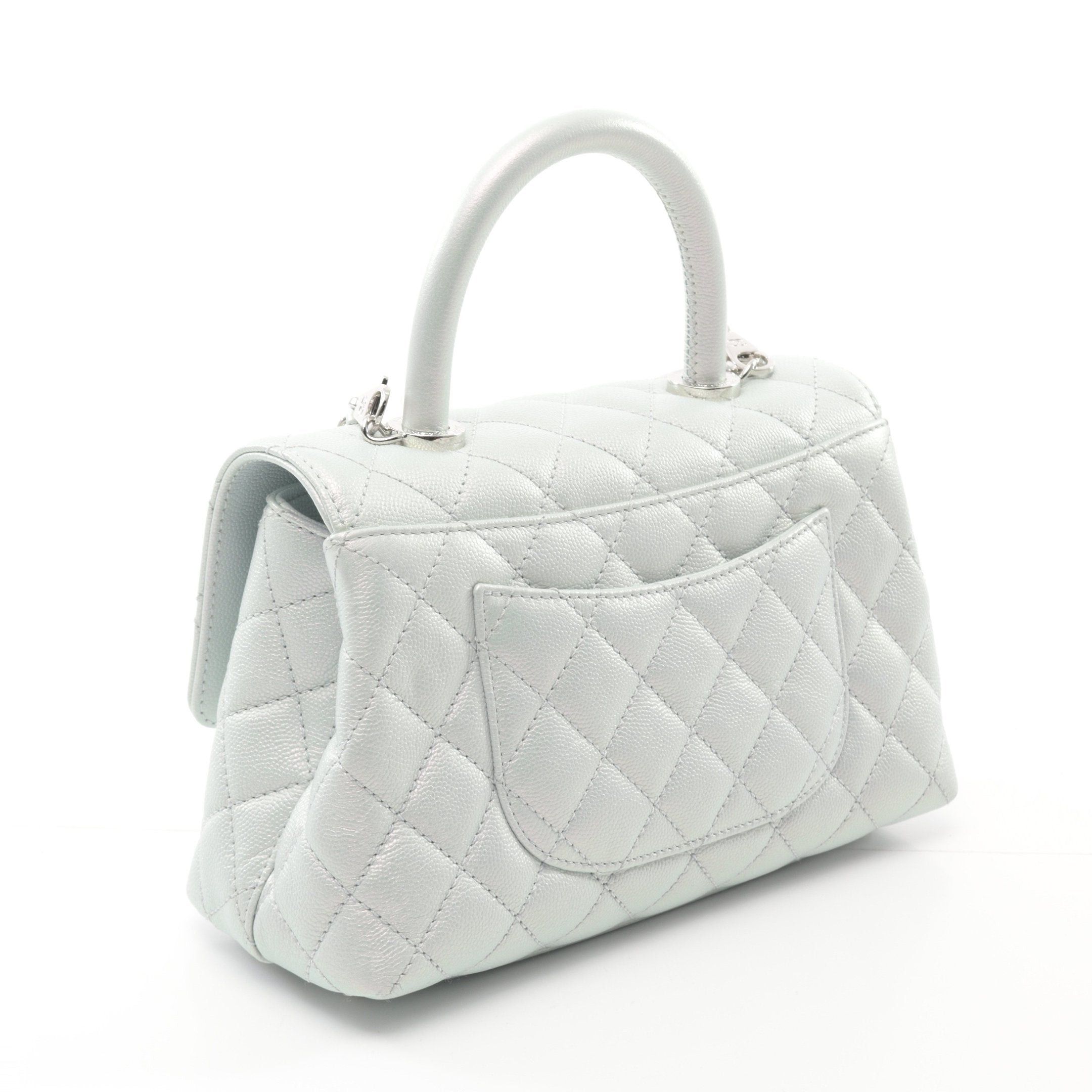 Chanel Chanel Coco Handle Flap Matelasse Handbag Caviar Skin Light Blue Silver Hardware Size ONE SIZE - 2 Thumbnail