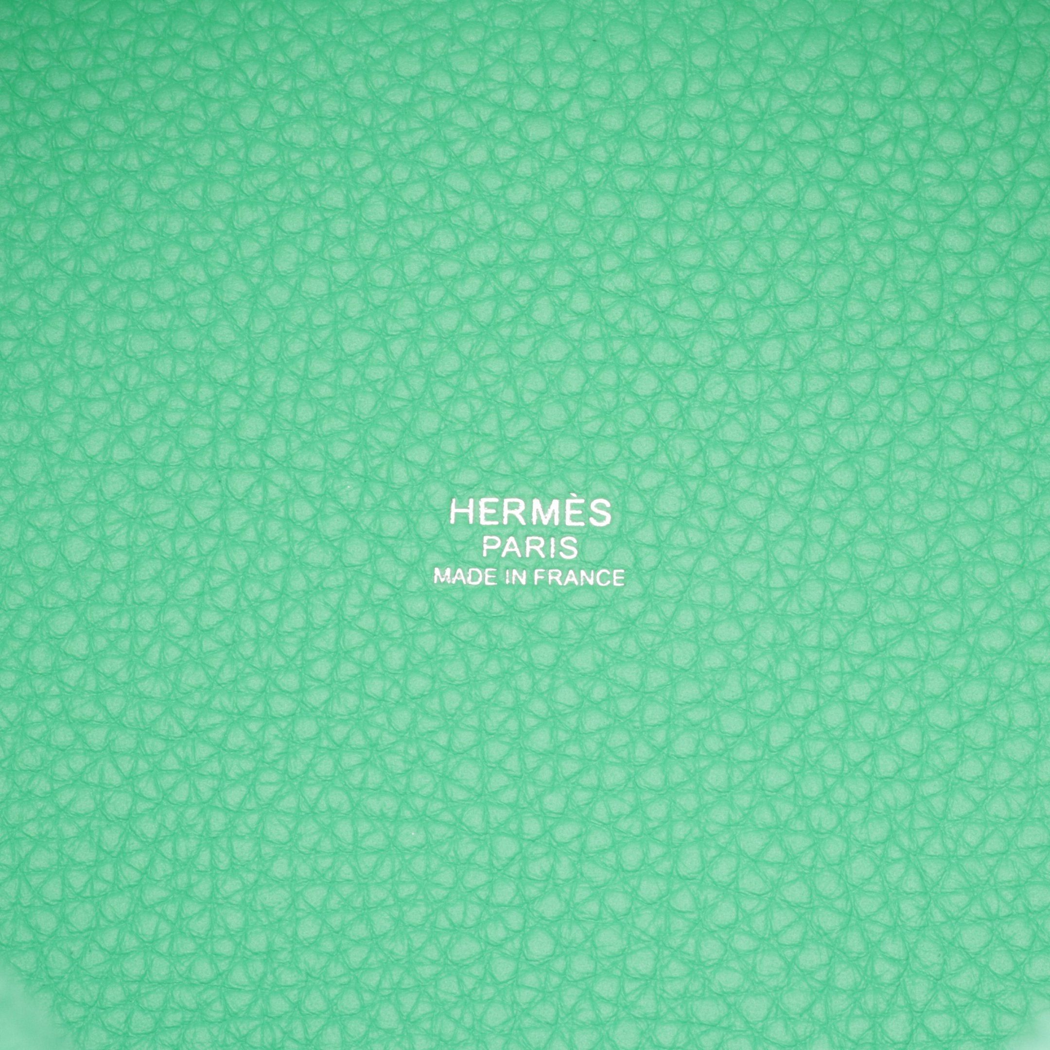 Hermes Hermes Picotan Lock Éclat Pm Vert Comique Blue Frida Handbag Clemence Leather Veau Swift Green Silver Hardware Double Engraved Size ONE SIZE - 4 Thumbnail