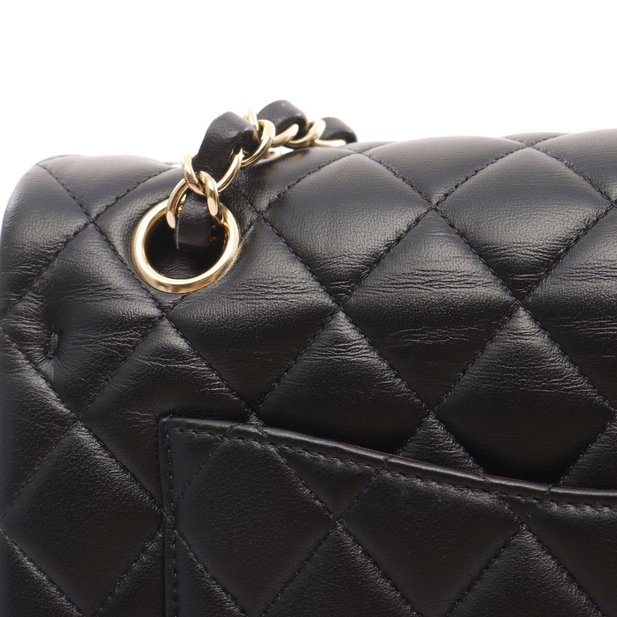 Chanel Chanel Matelasse Double Flap Chain Shoulder Bag Lambskin Black Gold Hardware Size ONE SIZE - 8 Thumbnail