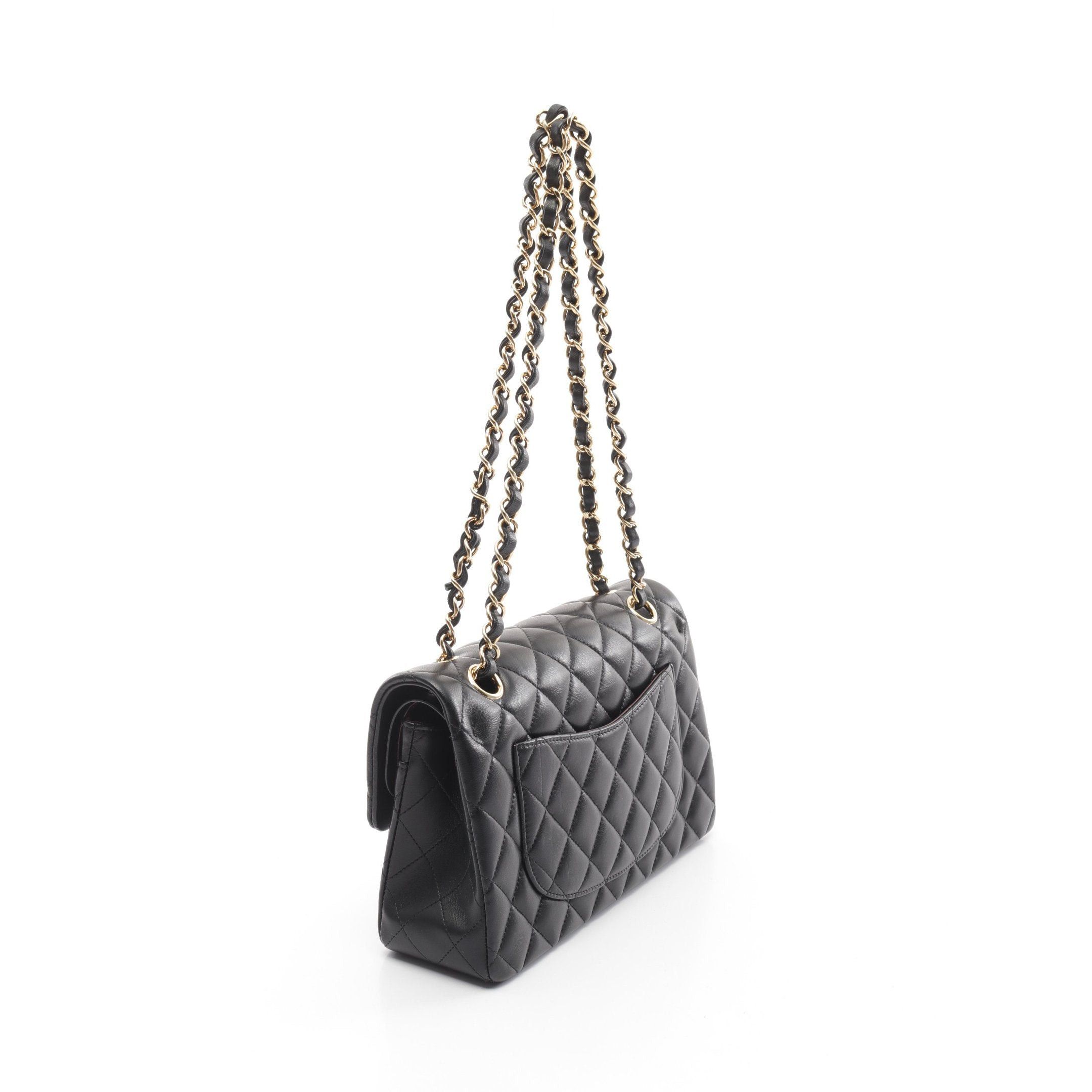 Chanel Chanel Matelasse Double Flap Chain Shoulder Bag Lambskin Black Gold Hardware Size ONE SIZE - 2 Thumbnail