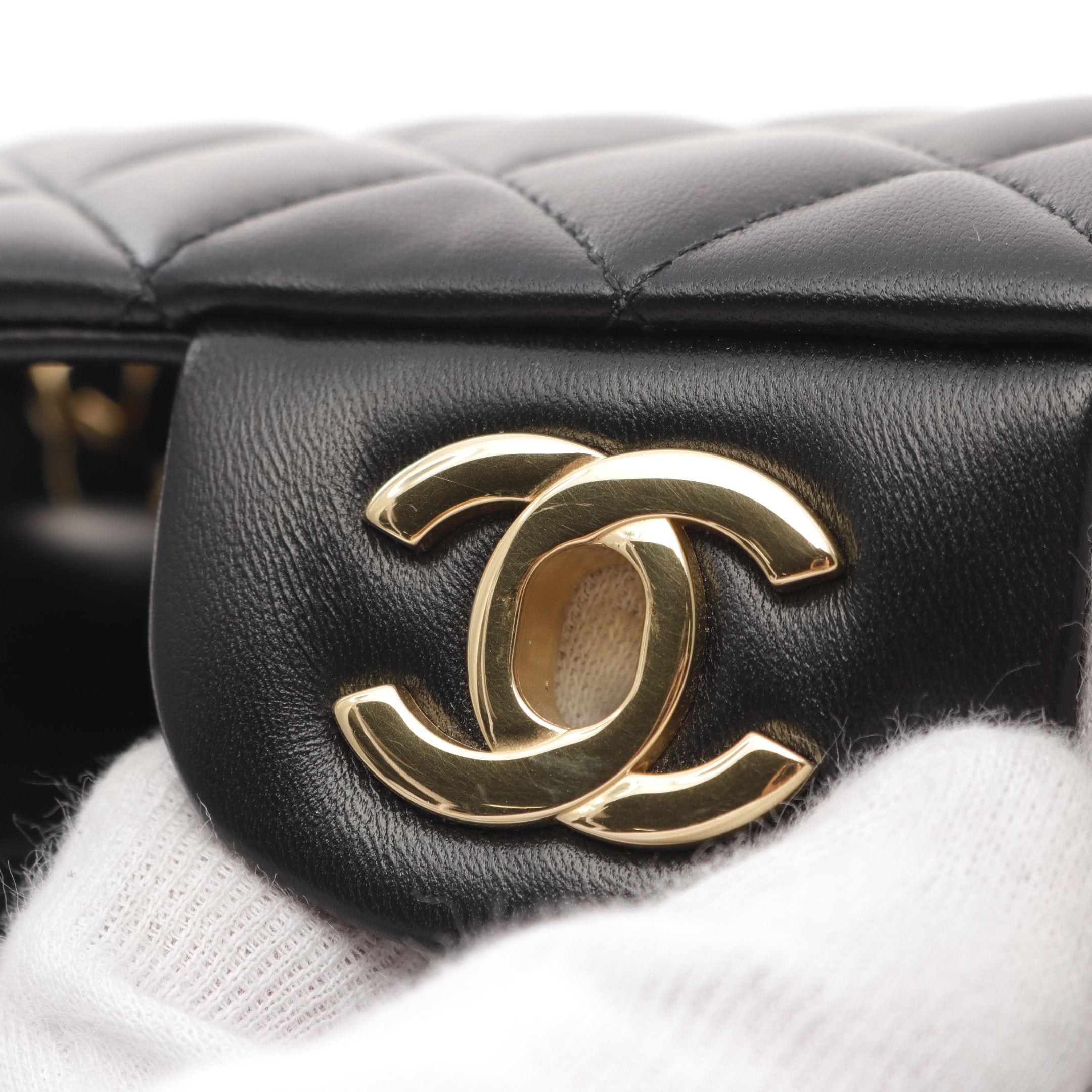 Chanel Chanel Matelasse Double Flap Chain Shoulder Bag Lambskin Black Gold Hardware Size ONE SIZE - 6 Thumbnail