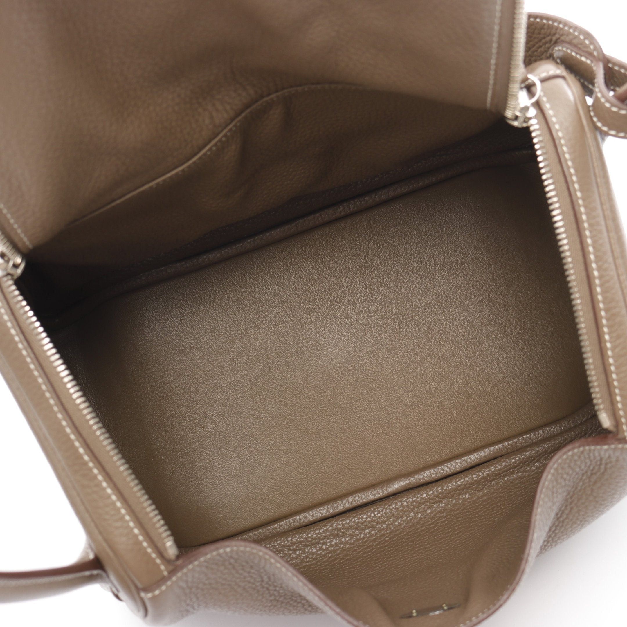 Hermes Hermes Lindy 30 Etoupe Shoulder Bag Clemence Leather Gray Beige Silver Hardware □Q Stamp Size ONE SIZE - 3 Thumbnail