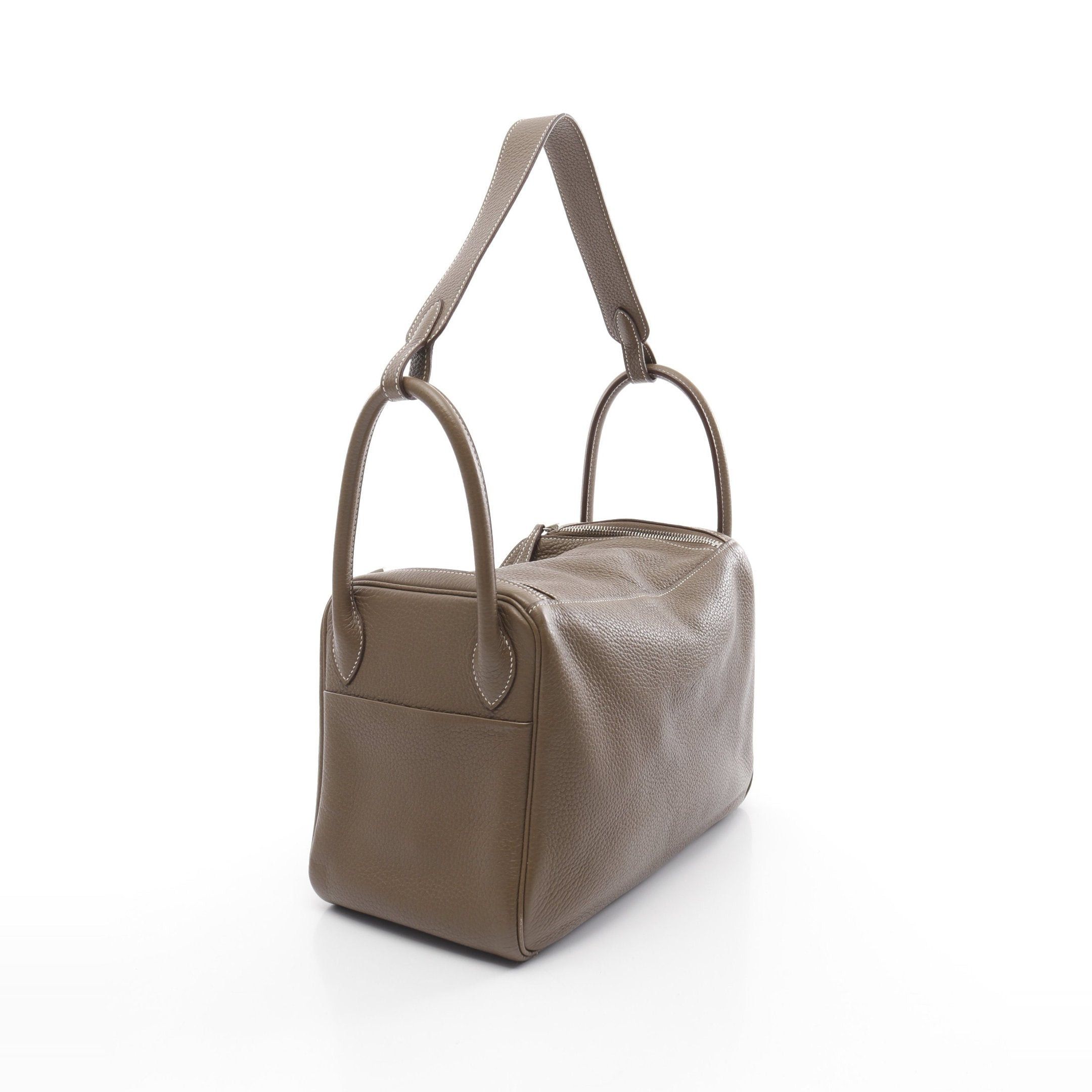 Hermes Hermes Lindy 30 Etoupe Shoulder Bag Clemence Leather Gray Beige Silver Hardware □Q Stamp Size ONE SIZE - 2 Thumbnail