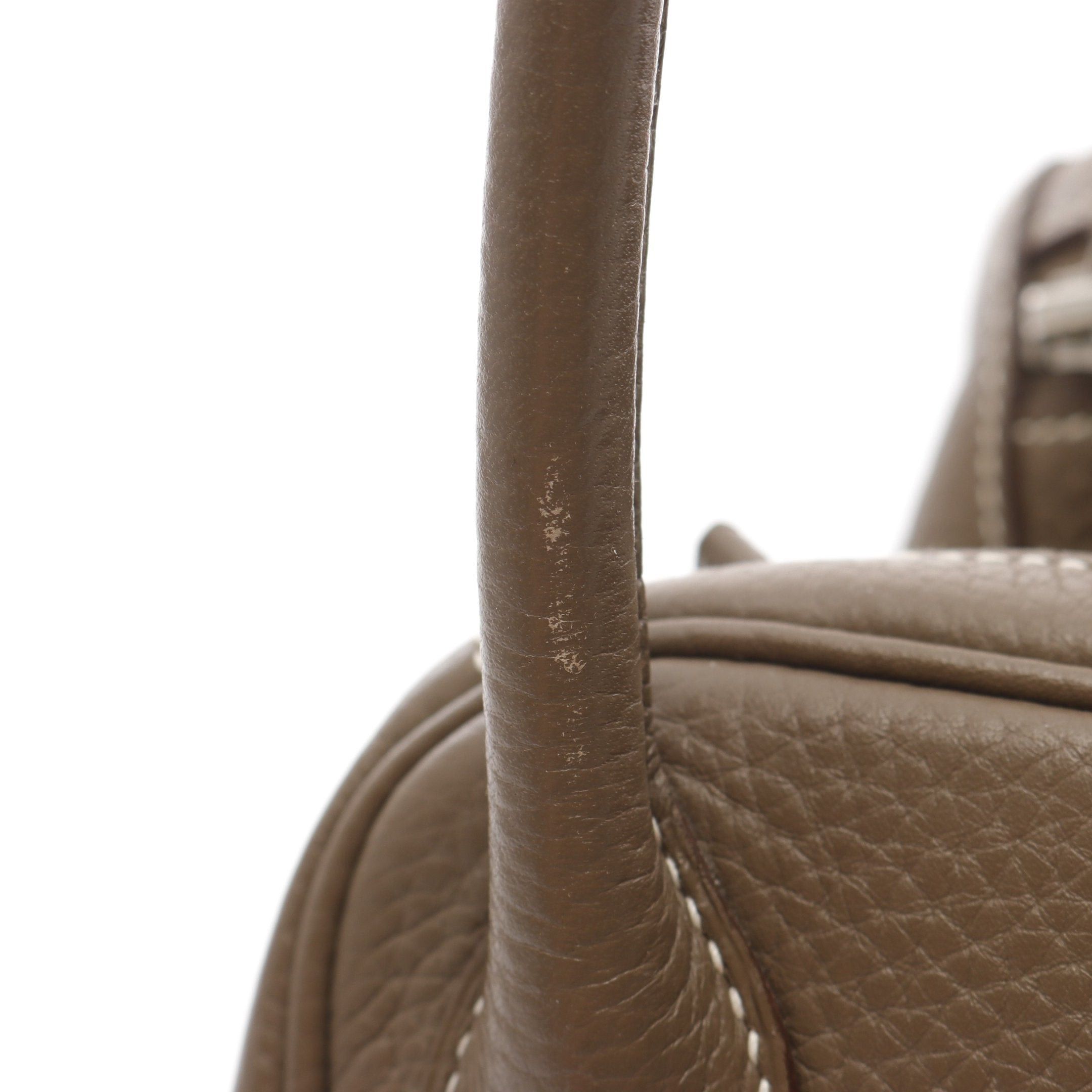 Hermes Hermes Lindy 30 Etoupe Shoulder Bag Clemence Leather Gray Beige Silver Hardware □Q Stamp Size ONE SIZE - 10 Thumbnail