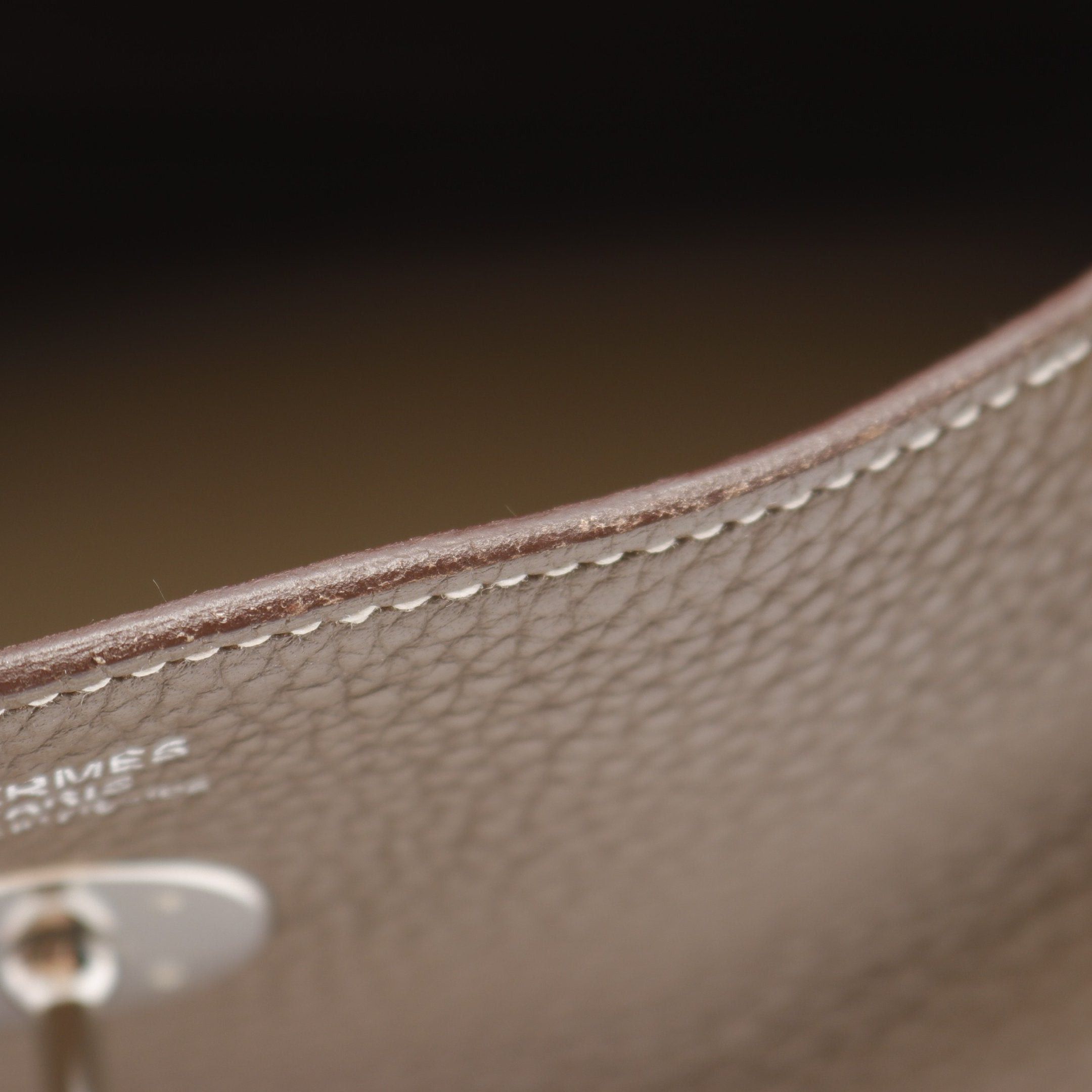 Hermes Hermes Lindy 30 Etoupe Shoulder Bag Clemence Leather Gray Beige Silver Hardware □Q Stamp Size ONE SIZE - 9 Thumbnail