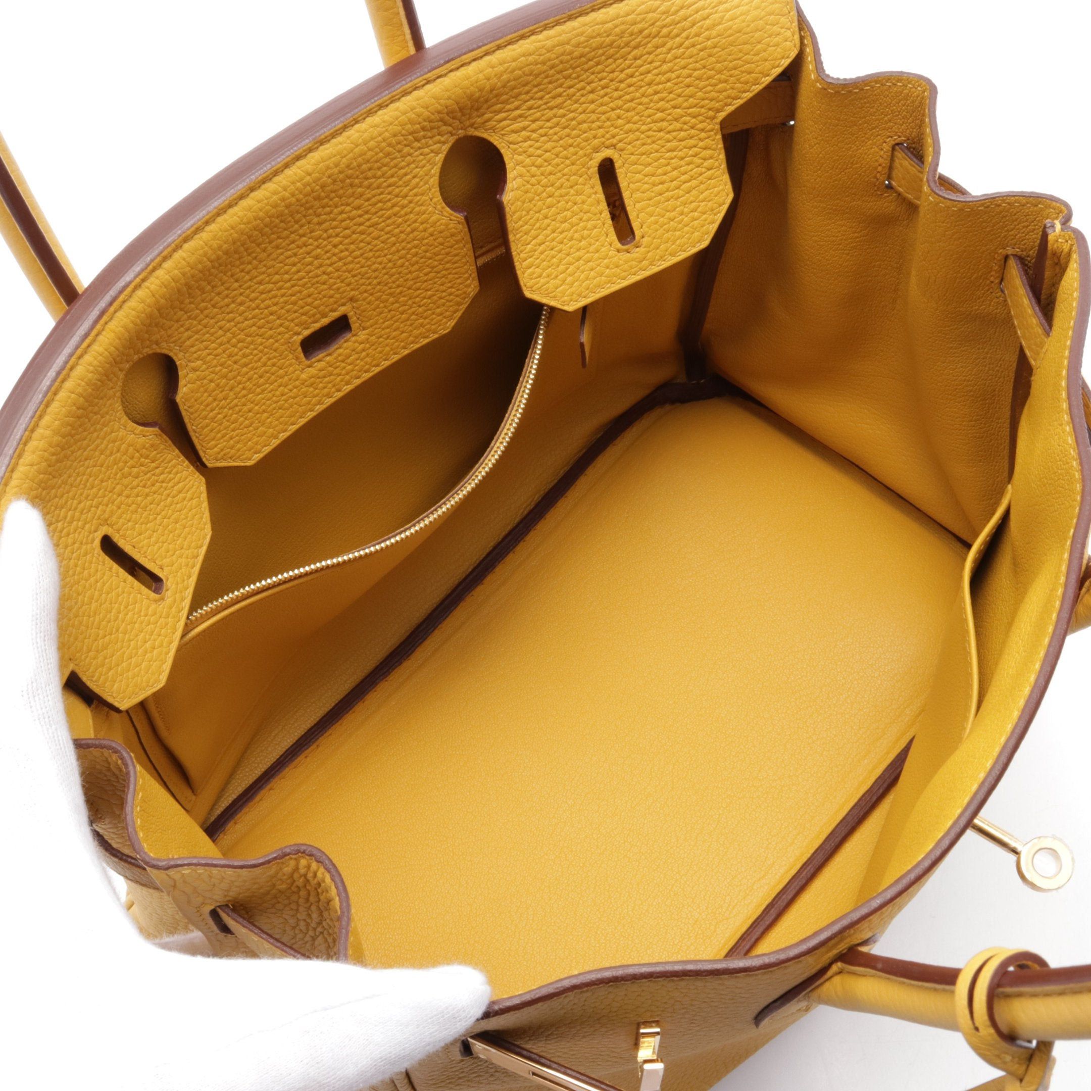 Hermes Hermes Birkin 30 Jaune Ambre Handbag Togo Yellow Gold Hardware D Stamp Size ONE SIZE - 3 Thumbnail