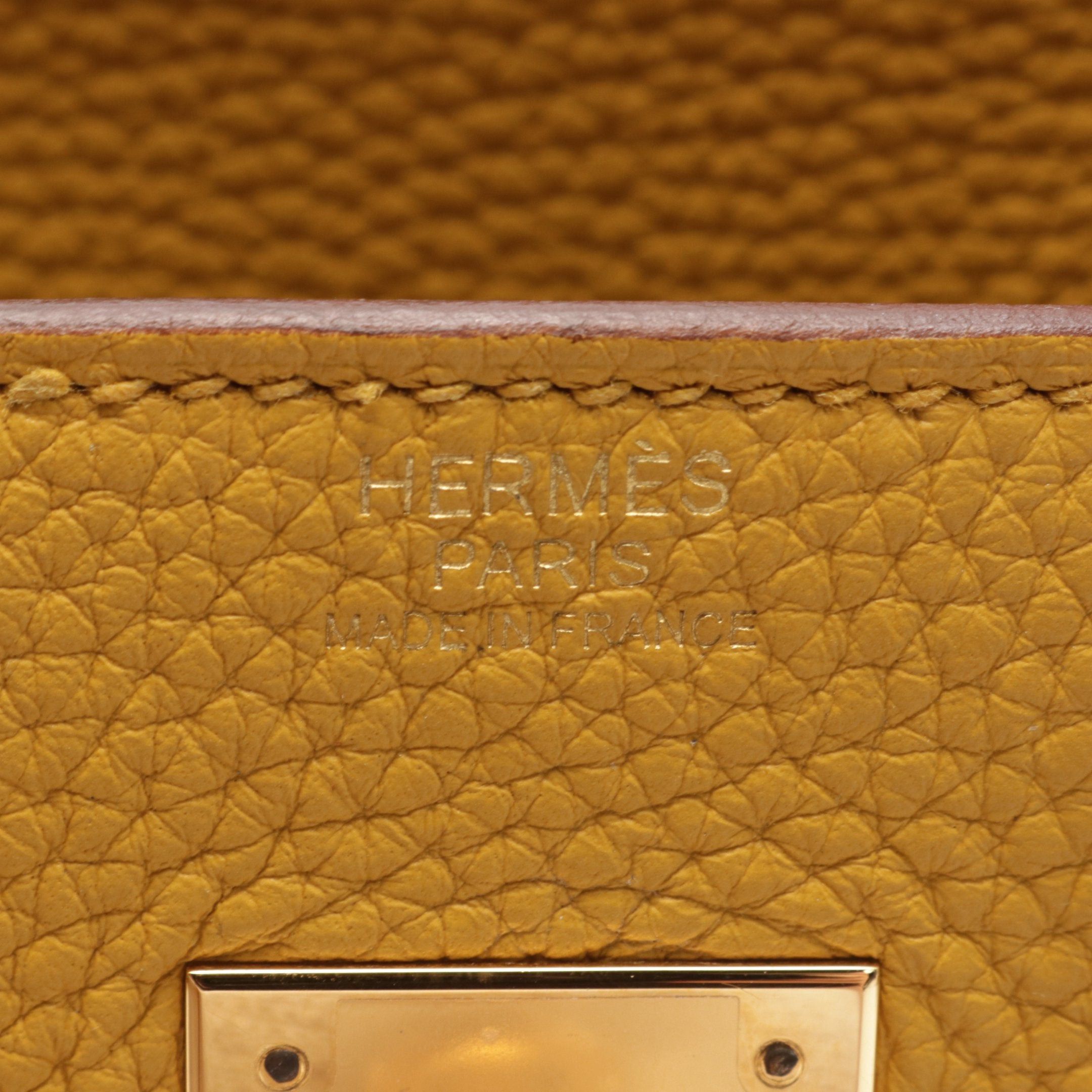 Hermes Hermes Birkin 30 Jaune Ambre Handbag Togo Yellow Gold Hardware D Stamp Size ONE SIZE - 4 Thumbnail