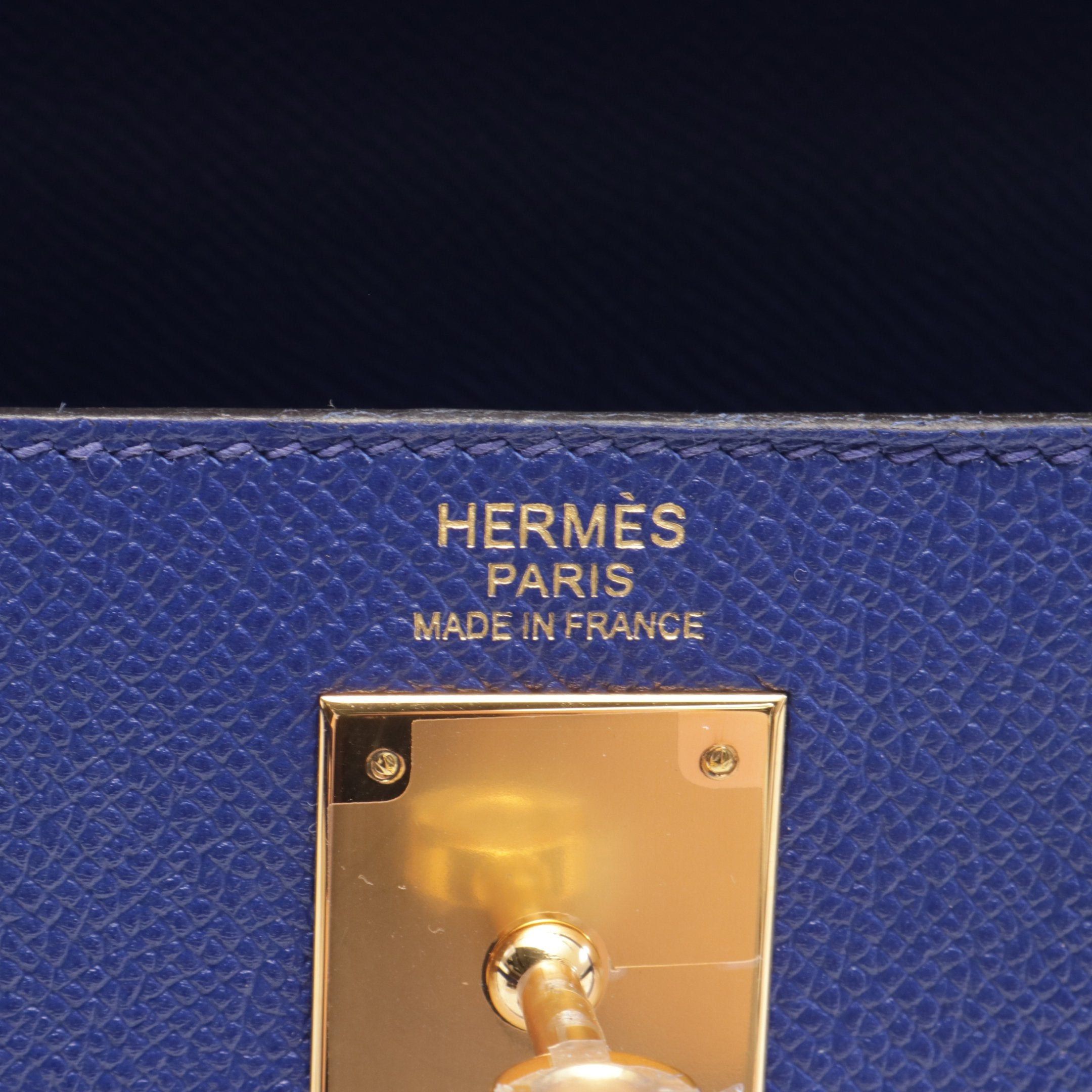Hermes Hermes Kelly32 Blue Electric Handbag Veau Epsom Gold Hardware Outside Sewing T Stamp Size ONE SIZE - 4 Thumbnail