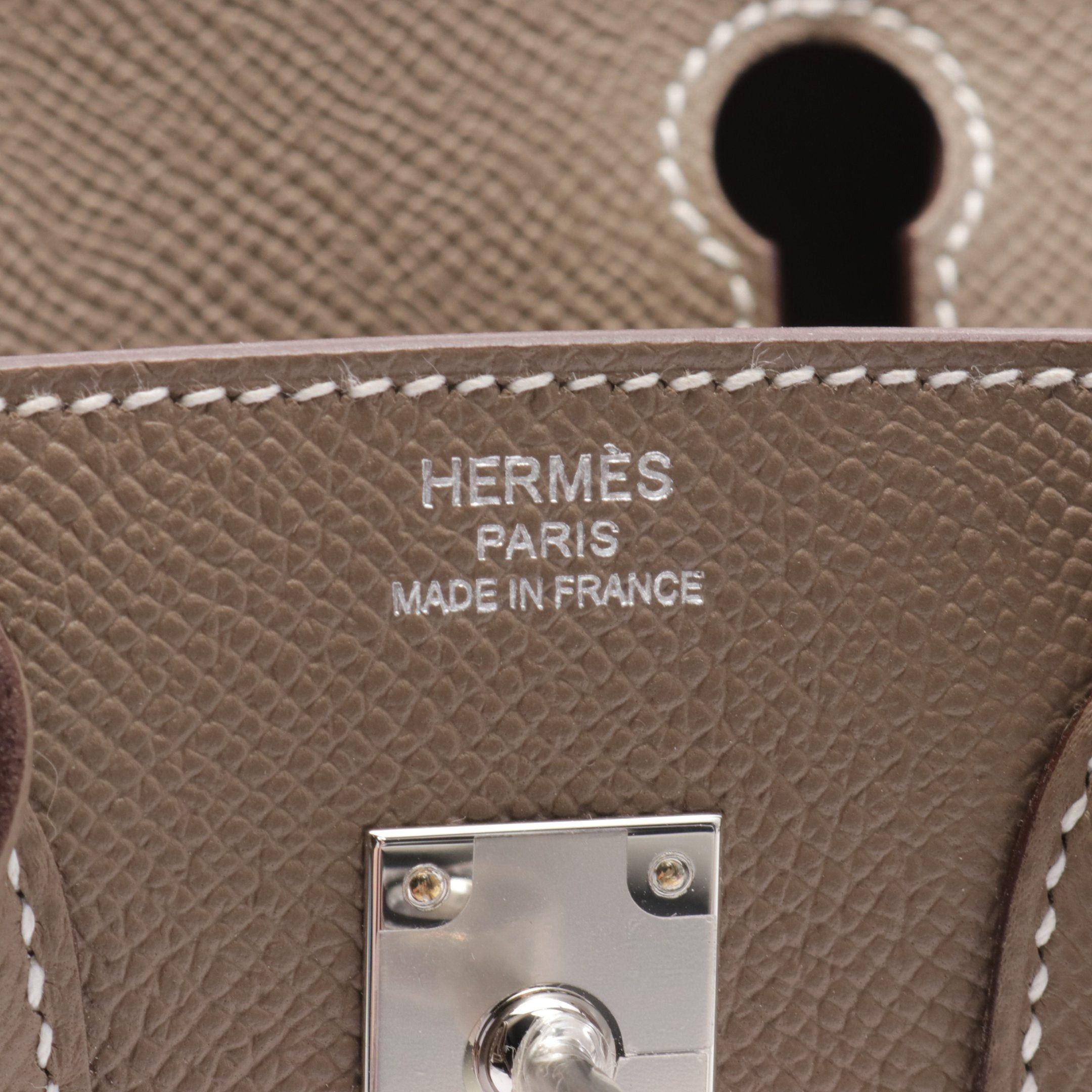 Hermes Hermes Birkin Serie 25 Etoupe Handbag Veau Epsom Gray Brown Silver Hardware Double Engraved Size ONE SIZE - 4 Thumbnail