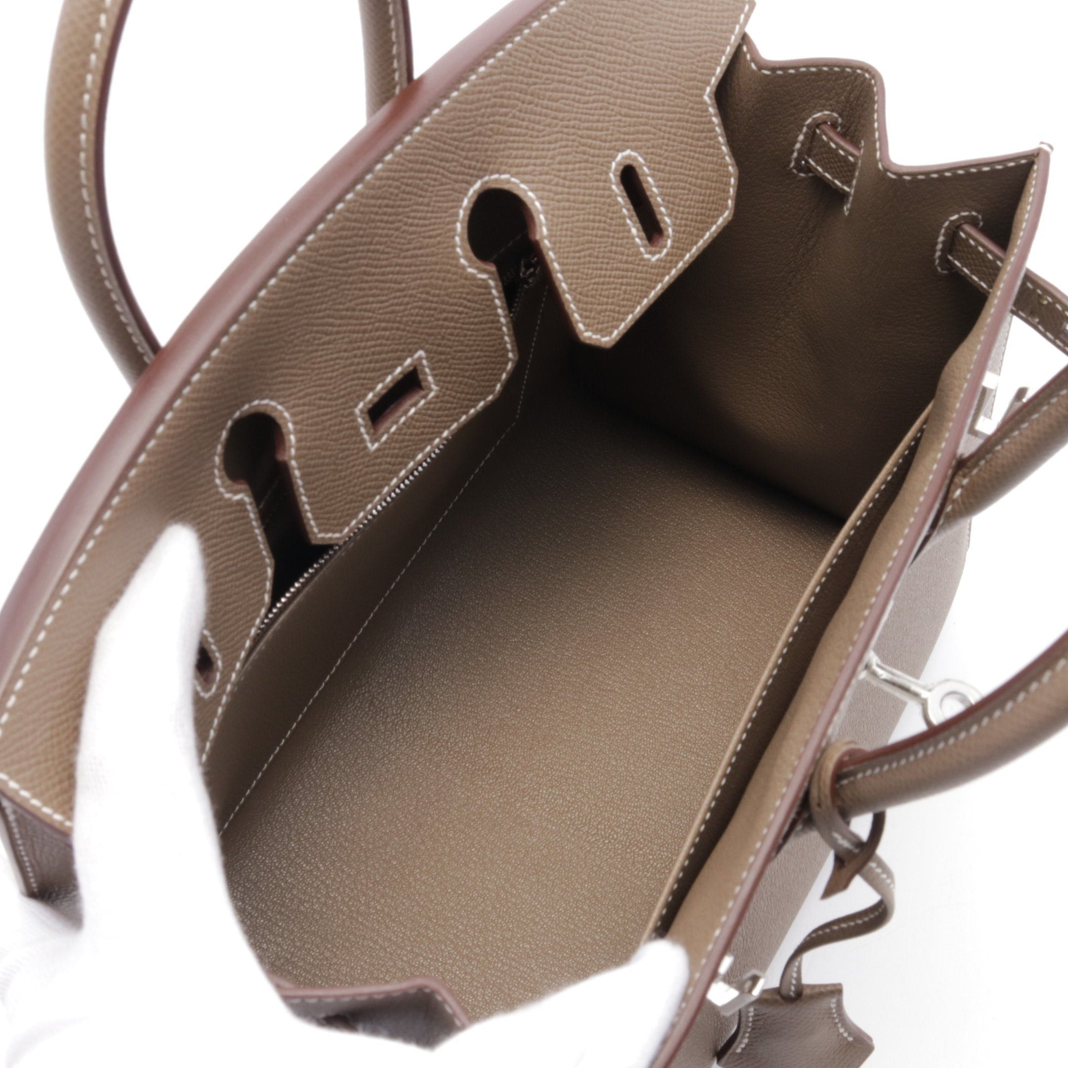 Hermes Hermes Birkin Serie 25 Etoupe Handbag Veau Epsom Gray Brown Silver Hardware Double Engraved Size ONE SIZE - 3 Thumbnail