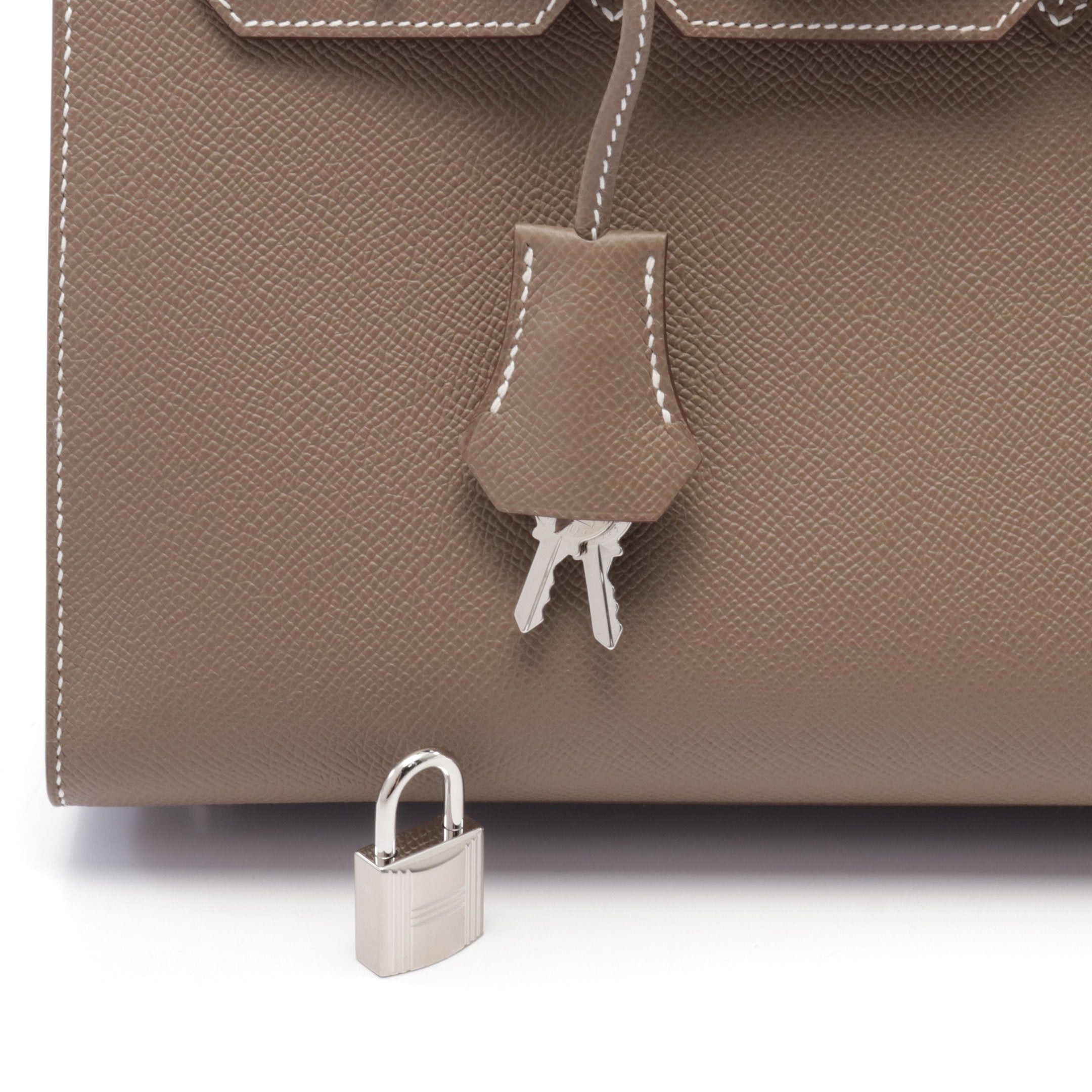 Hermes Hermes Birkin Serie 25 Etoupe Handbag Veau Epsom Gray Brown Silver Hardware Double Engraved Size ONE SIZE - 6 Thumbnail