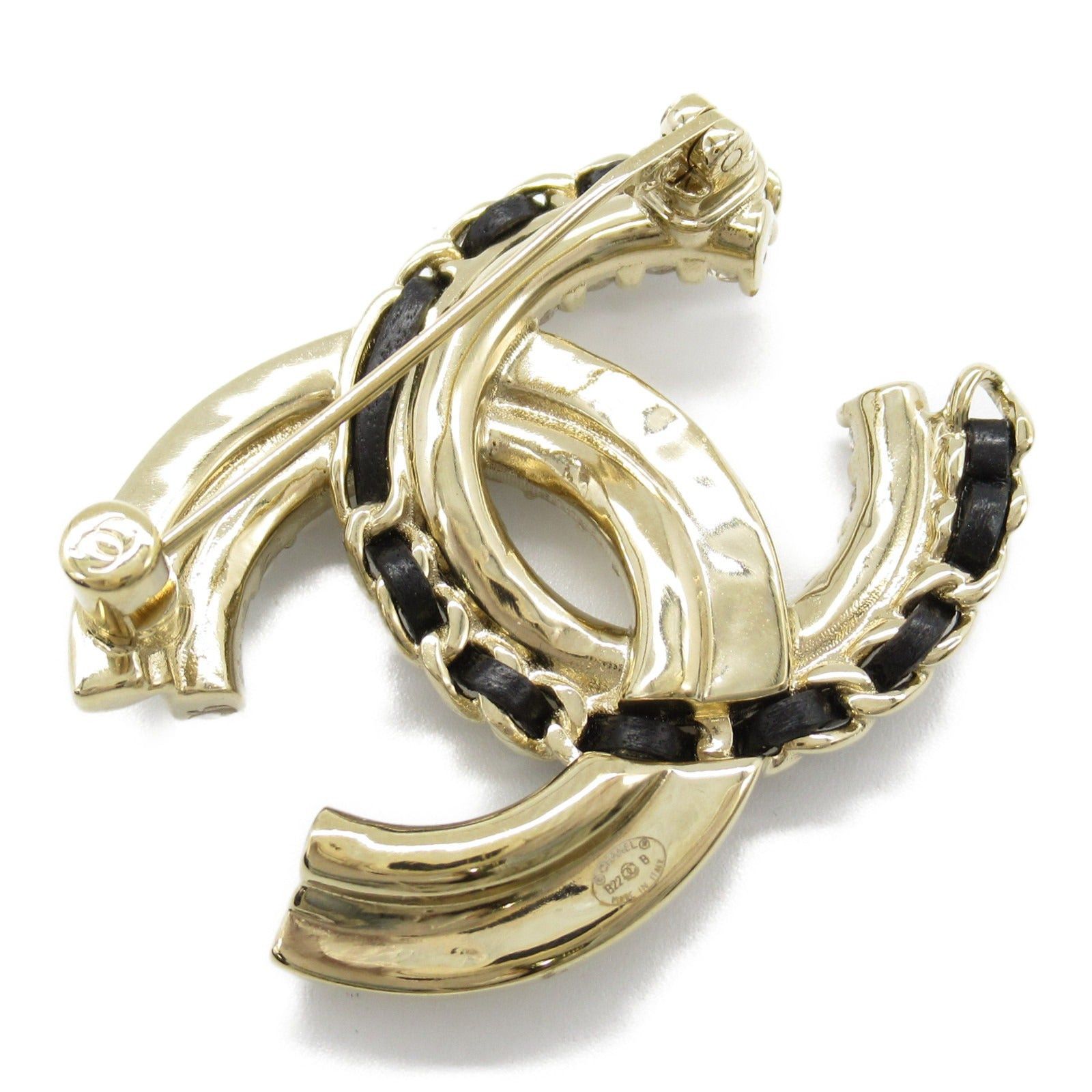 Chanel Chanel Coco Mark Brooch Gp (Gold Plated) Lambskin (Sheepskin) Fake Pearl Black Gold Size ONE SIZE - 3 Thumbnail