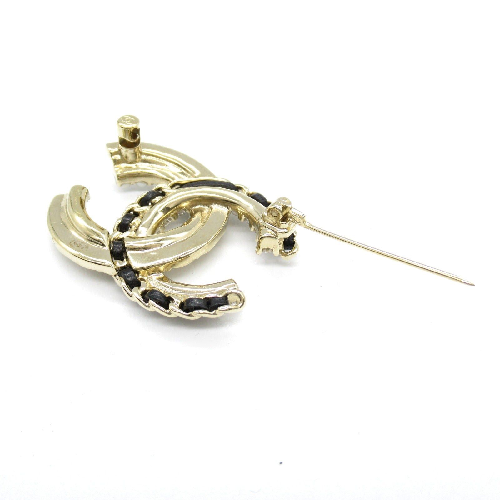 Chanel Chanel Coco Mark Brooch Gp (Gold Plated) Lambskin (Sheepskin) Fake Pearl Black Gold Size ONE SIZE - 4 Thumbnail