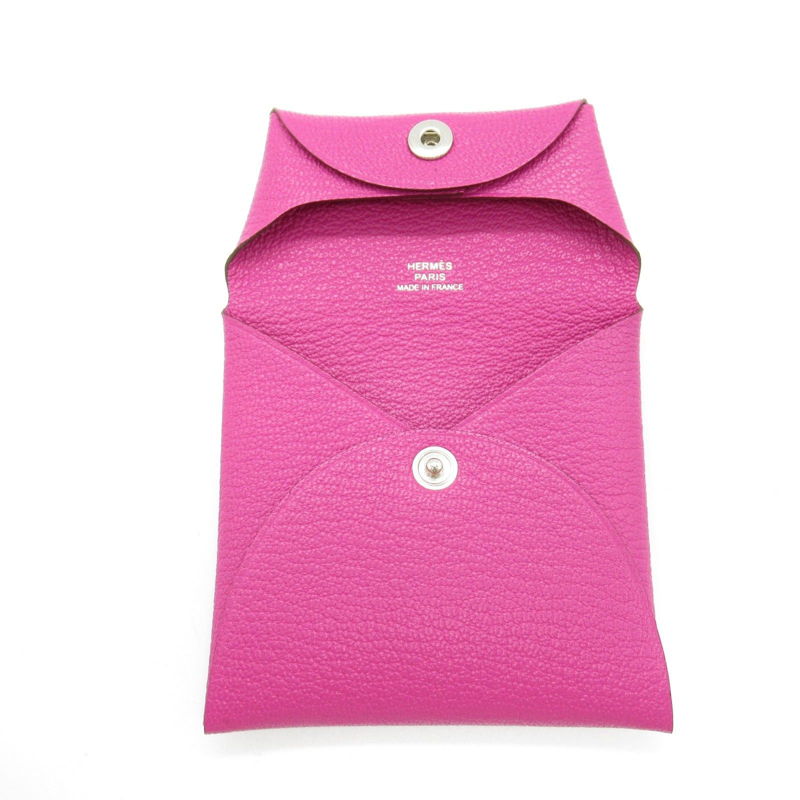 Hermes Hermes Bastia Rose Purple Coin Purse Leather Chevre Silver Hardware Double Engraved Size ONE SIZE - 5 Thumbnail