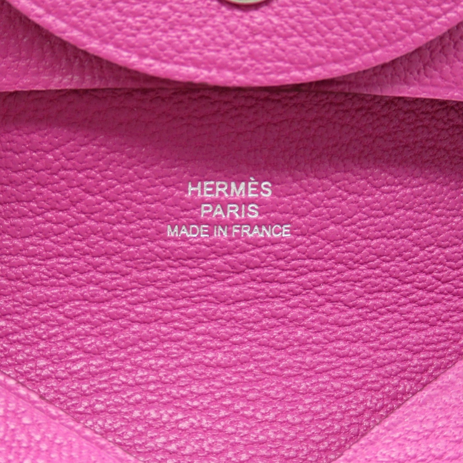 Hermes Hermes Bastia Rose Purple Coin Purse Leather Chevre Silver Hardware Double Engraved Size ONE SIZE - 6 Thumbnail