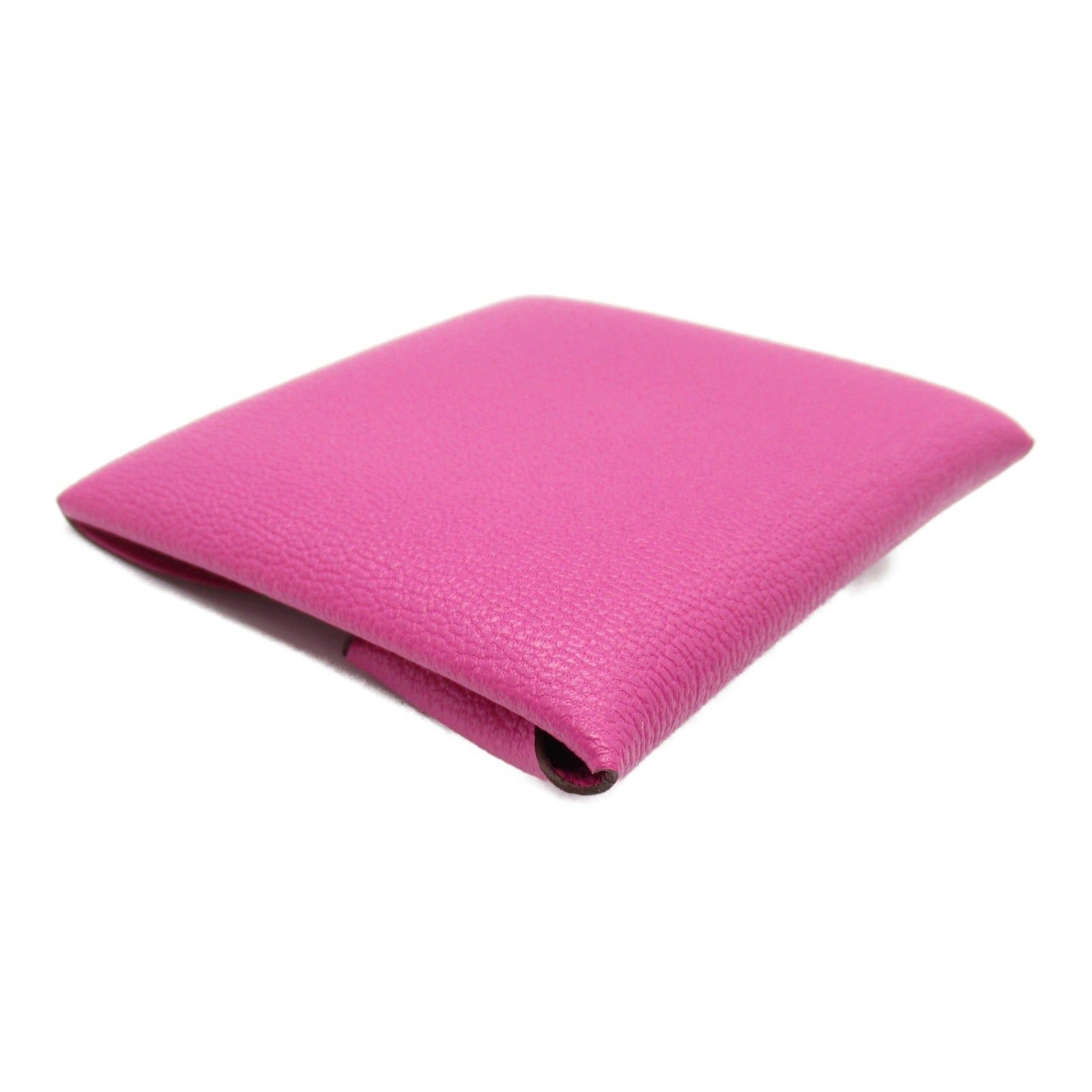 Hermes Hermes Bastia Rose Purple Coin Purse Leather Chevre Silver Hardware Double Engraved Size ONE SIZE - 4 Thumbnail