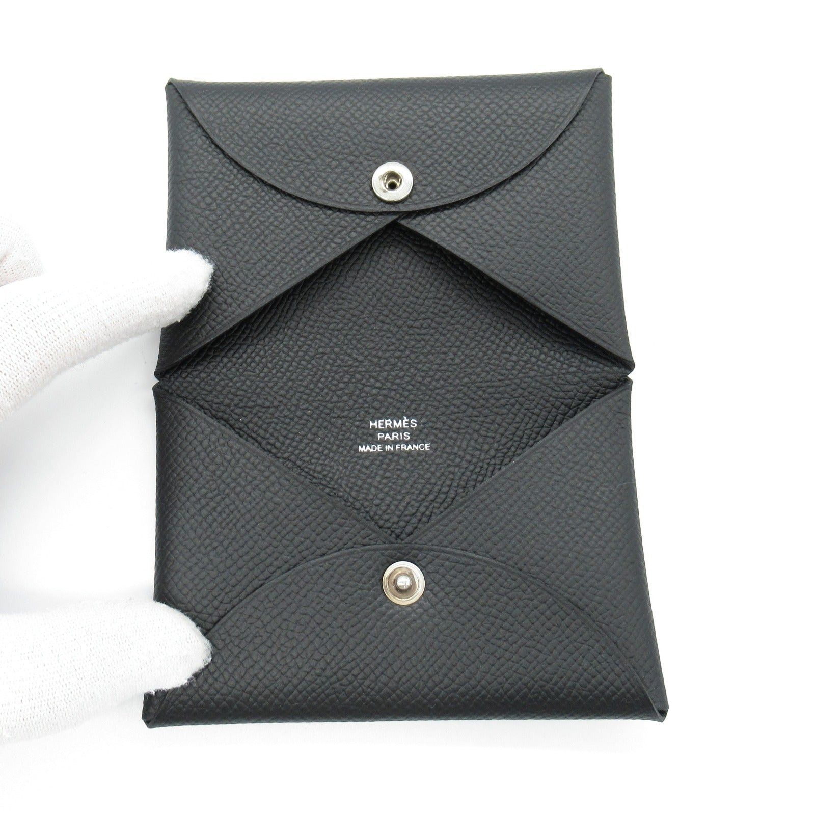 Hermes Hermes Calvi Black Card Case Leather Veau Epsom (Hermes) B Stamp Size ONE SIZE - 5 Thumbnail
