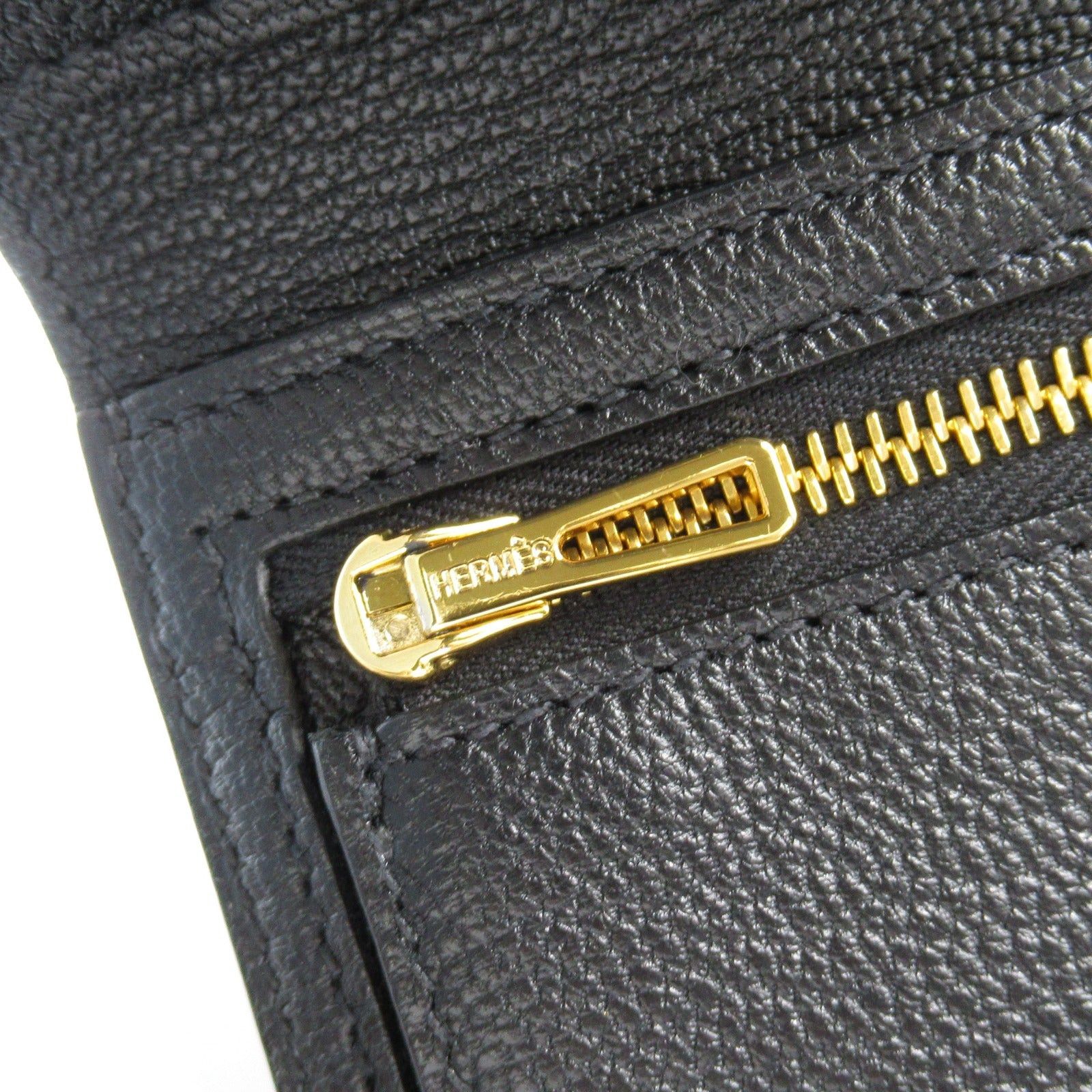 Hermes Hermes Bearn Combination Black Trifold Wallet Leather Chevre (Hermes) Gold Hardware B Stamp Size ONE SIZE - 8 Thumbnail