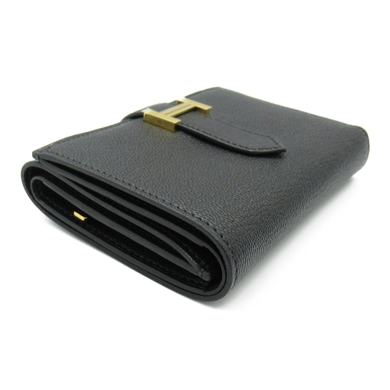 Hermes Hermes Bearn Combination Black Trifold Wallet Leather Chevre (Hermes) Gold Hardware B Stamp Size ONE SIZE - 3 Thumbnail