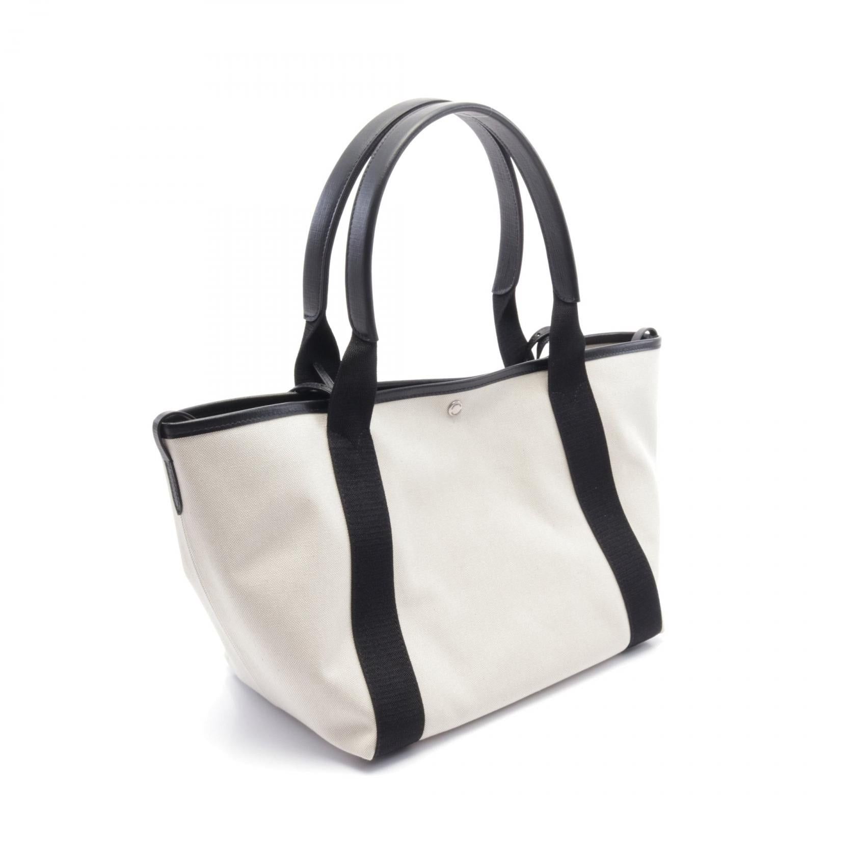 Balenciaga Balenciaga Biarritz Medium Tote Handbag Bag Canvas Leather Ivory Black Size ONE SIZE - 2 Thumbnail