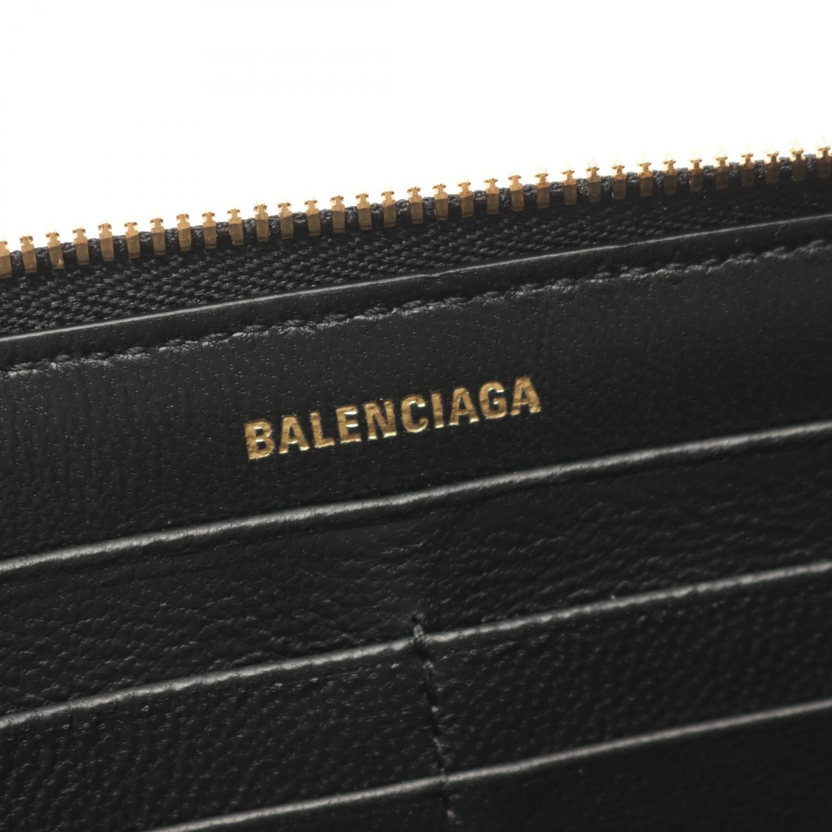 Balenciaga Balenciaga Crush Continental Wallet Quilted Round Zipper Long Leather Black Size ONE SIZE - 4 Thumbnail