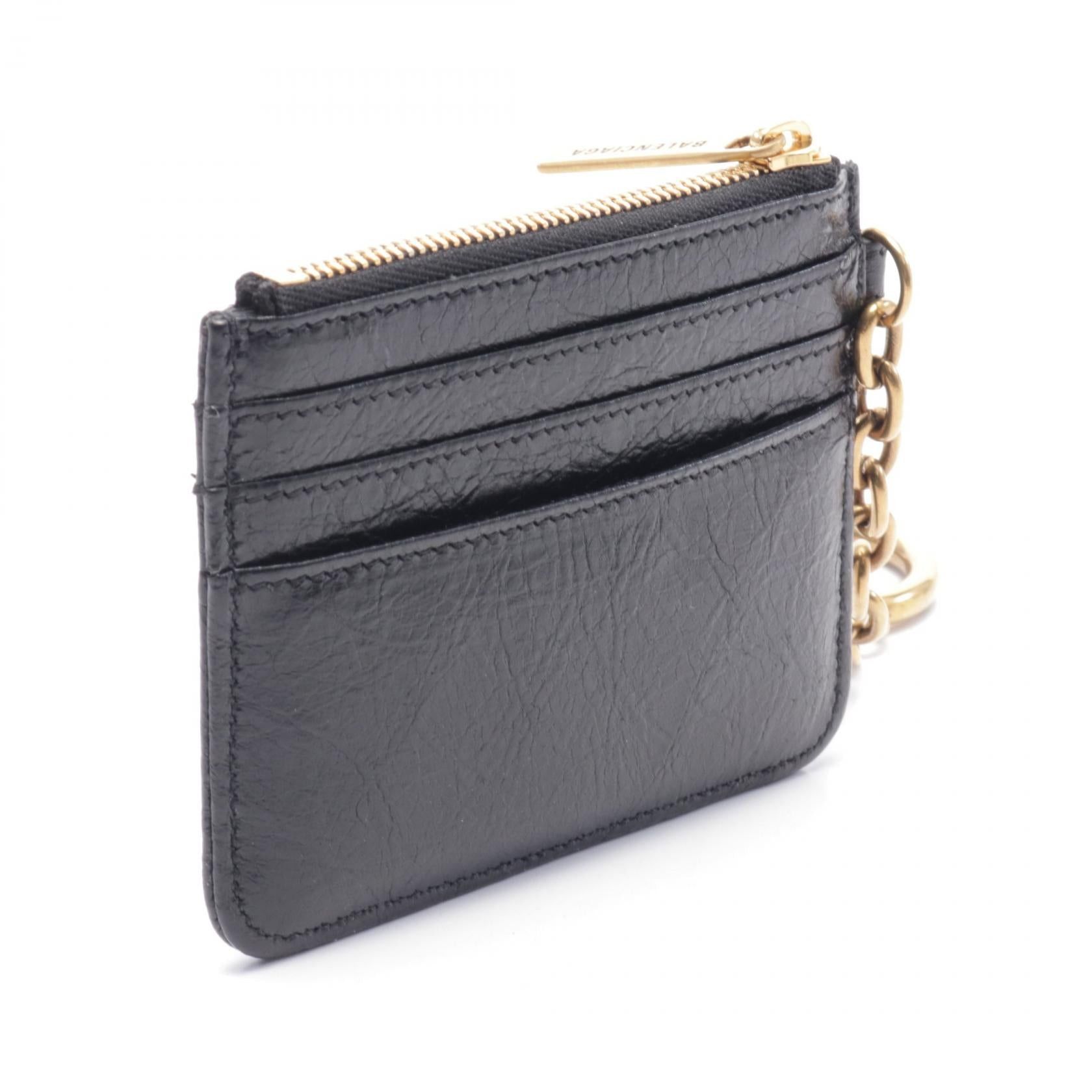 Balenciaga Balenciaga Monaco With Key Chain Card Holder Coin Purse Leather Black Size ONE SIZE - 2 Thumbnail