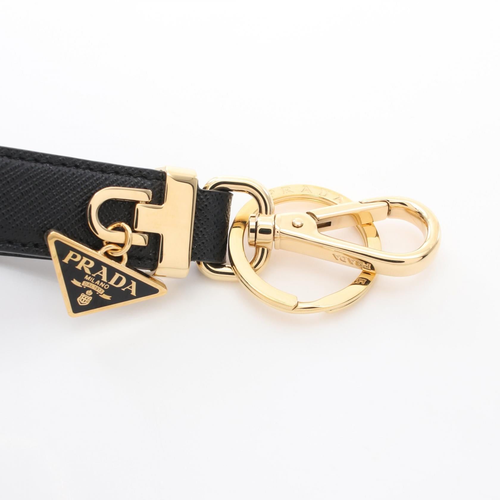 Prada Prada Saffiano Key Ring Leather Gp Gold Black Size ONE SIZE - 3 Thumbnail