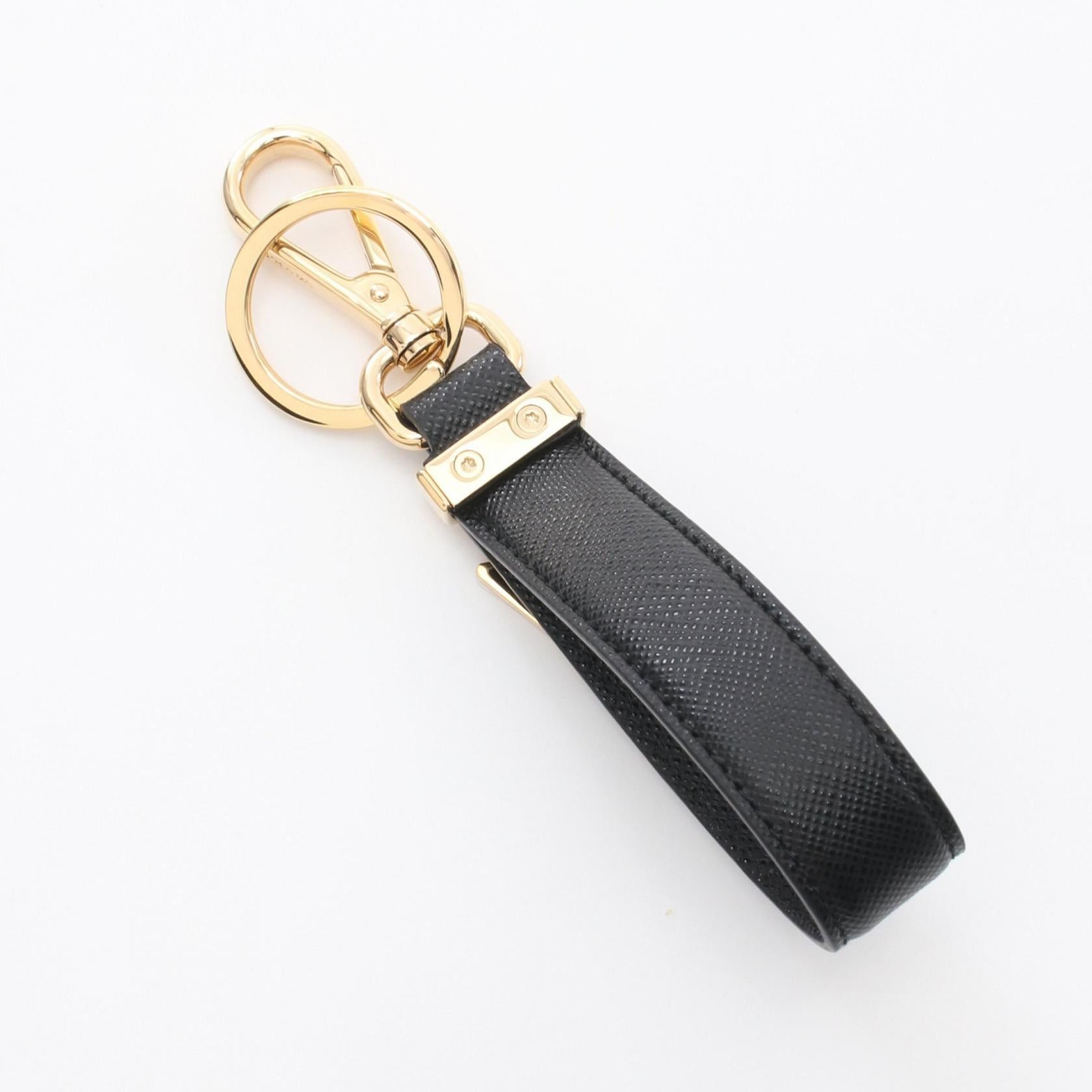 Prada Prada Saffiano Key Ring Leather Gp Gold Black Size ONE SIZE - 2 Thumbnail