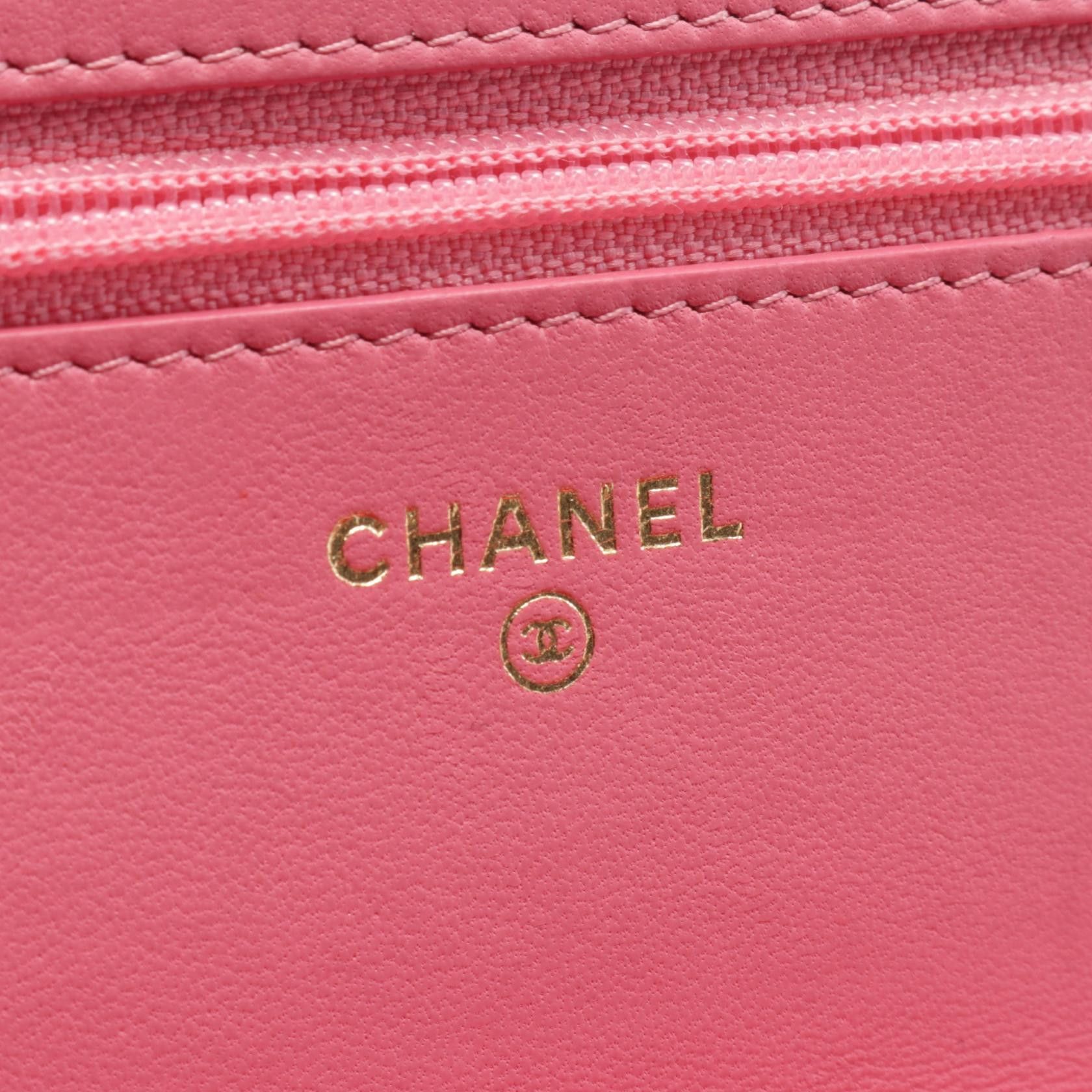 Chanel Chanel Matelasse Double Peace Chain Wallet Lambskin Pink Gold Hardware Size ONE SIZE - 4 Thumbnail