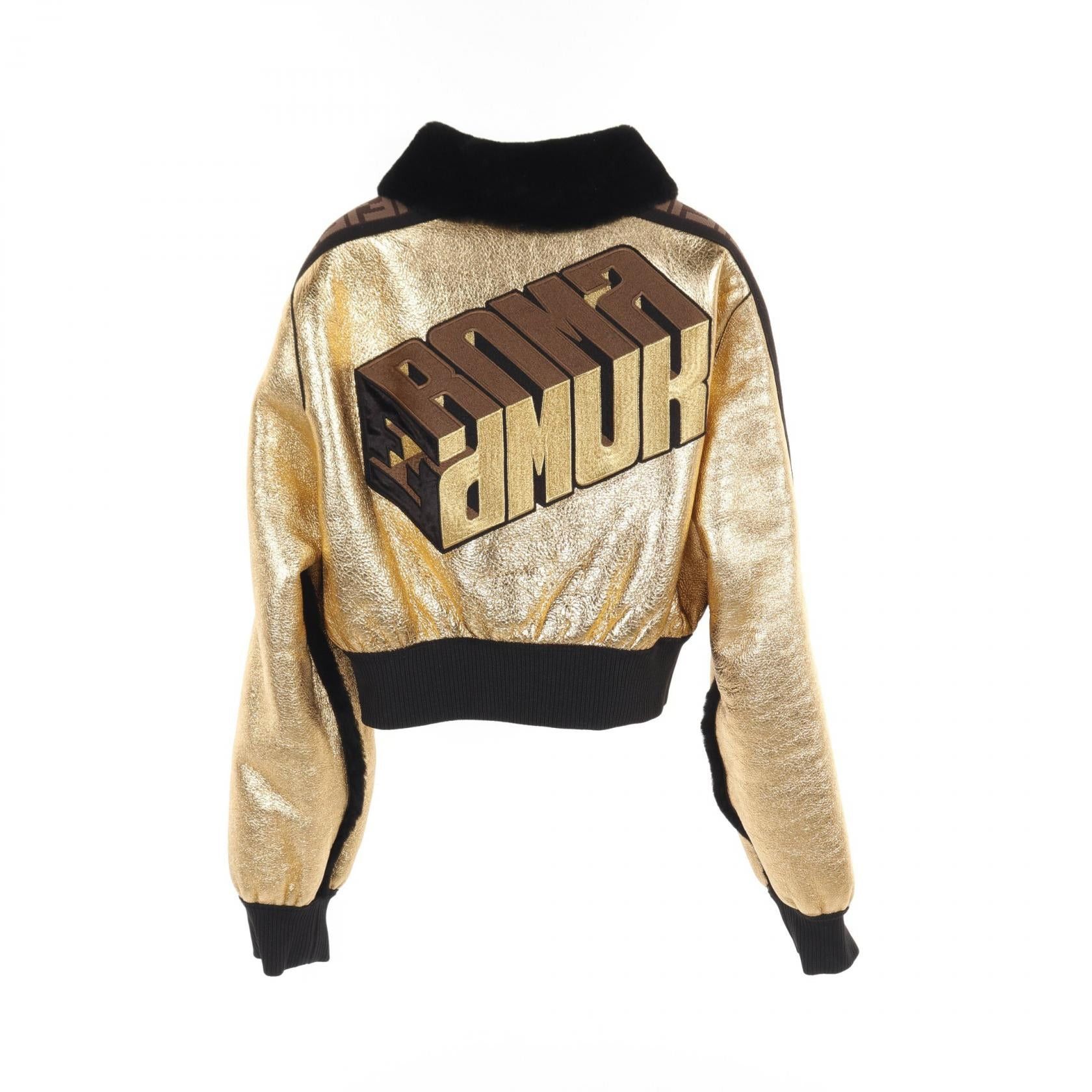 Fendi Fendi Short Jacket Blouson Mouton Black Gold Reversible Size ONE SIZE - 4 Thumbnail