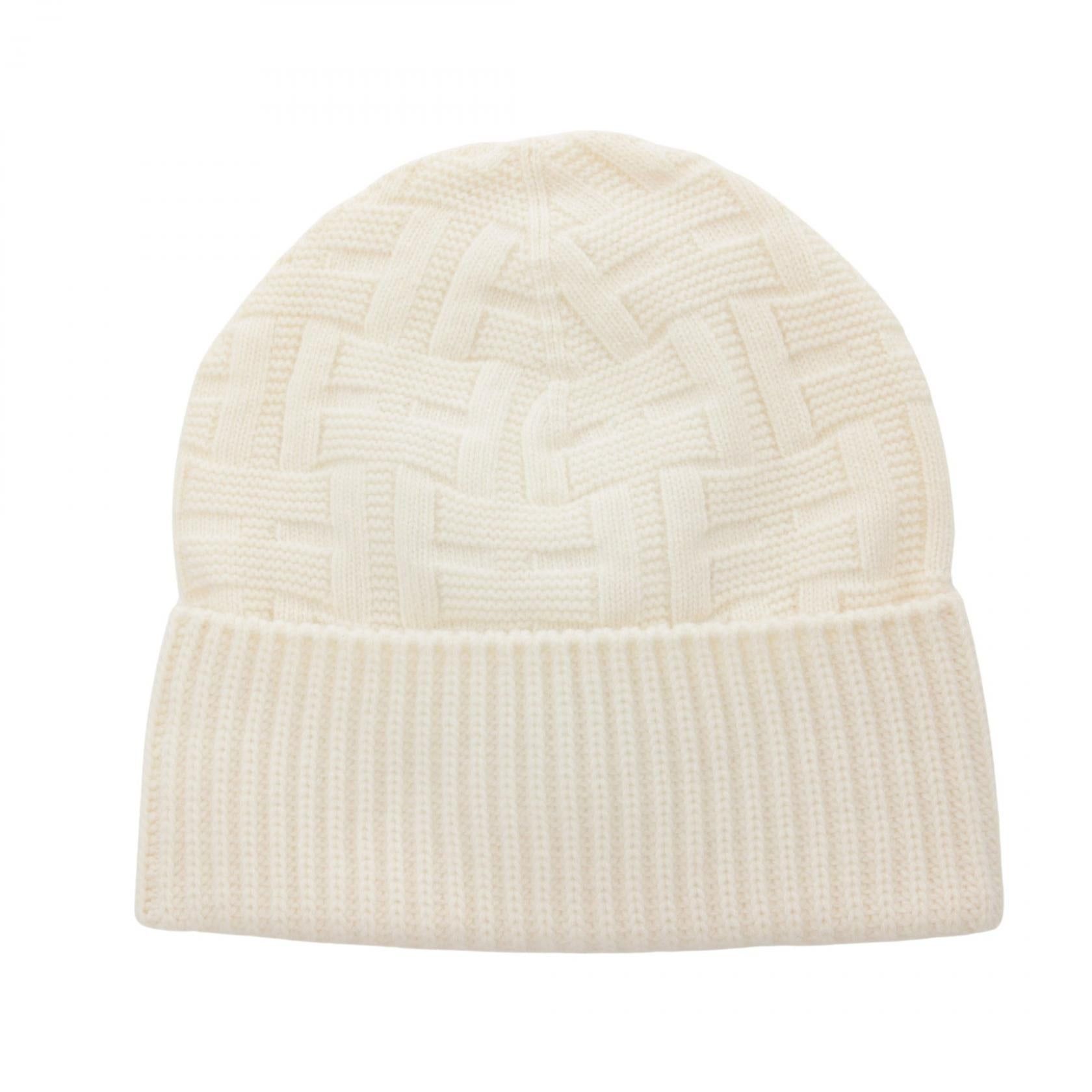 Hermes Hermes Frequency Serie Button Knit Hat Beanie Wool Ivory Size ONE SIZE - 2 Thumbnail