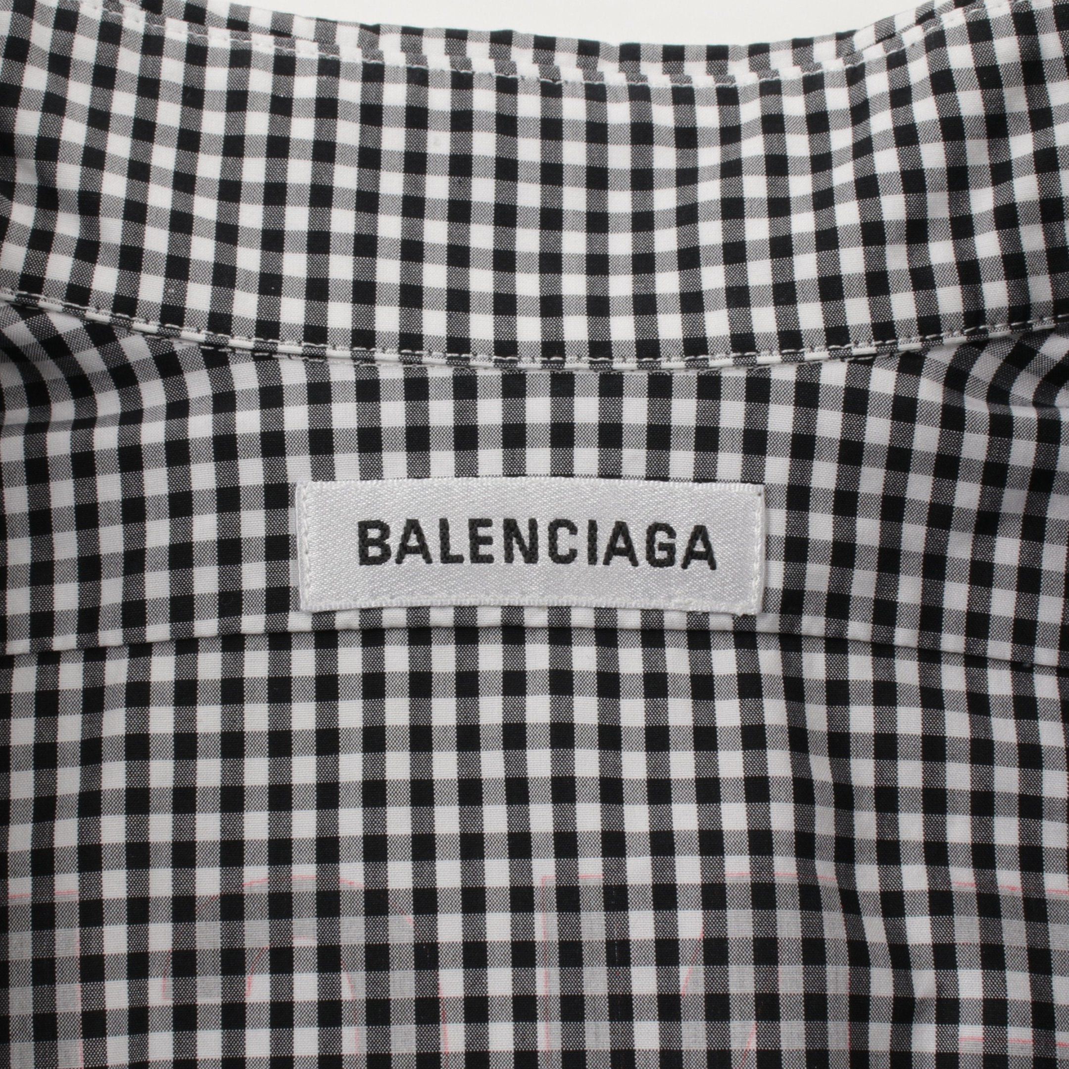Balenciaga Balenciaga Cocoon Swing Oversize Shirt Gingham Check Cotton White Black Size ONE SIZE - 3 Thumbnail
