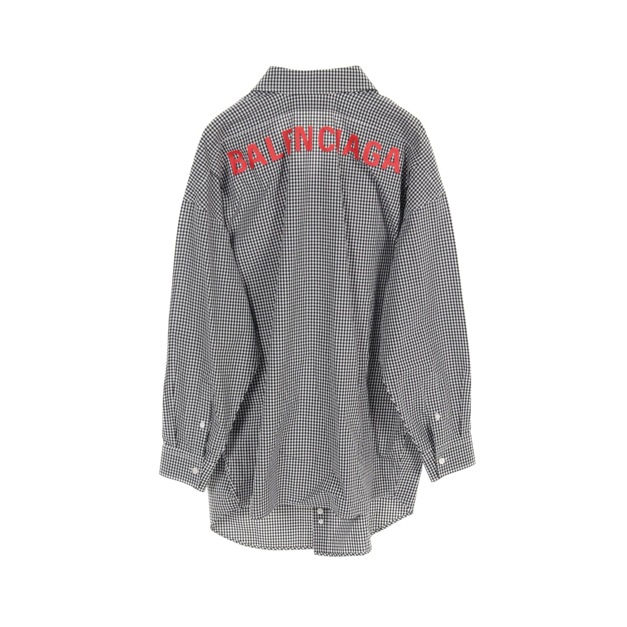 Balenciaga Balenciaga Cocoon Swing Oversize Shirt Gingham Check Cotton White Black Size ONE SIZE - 2 Thumbnail