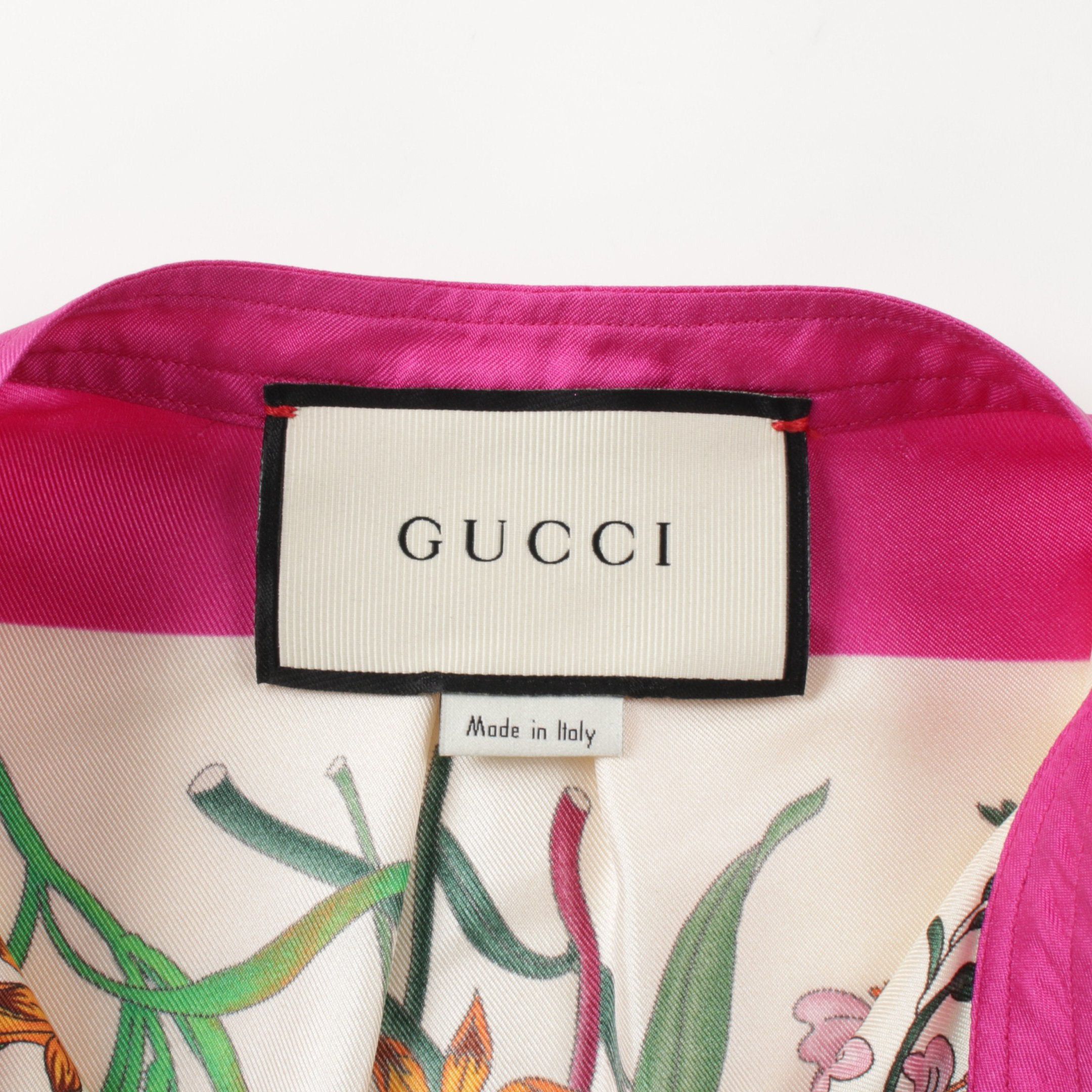 Gucci Gucci Floral Print Pullover Blouse Silk Ivory Pink Multicolor Size ONE SIZE - 3 Thumbnail