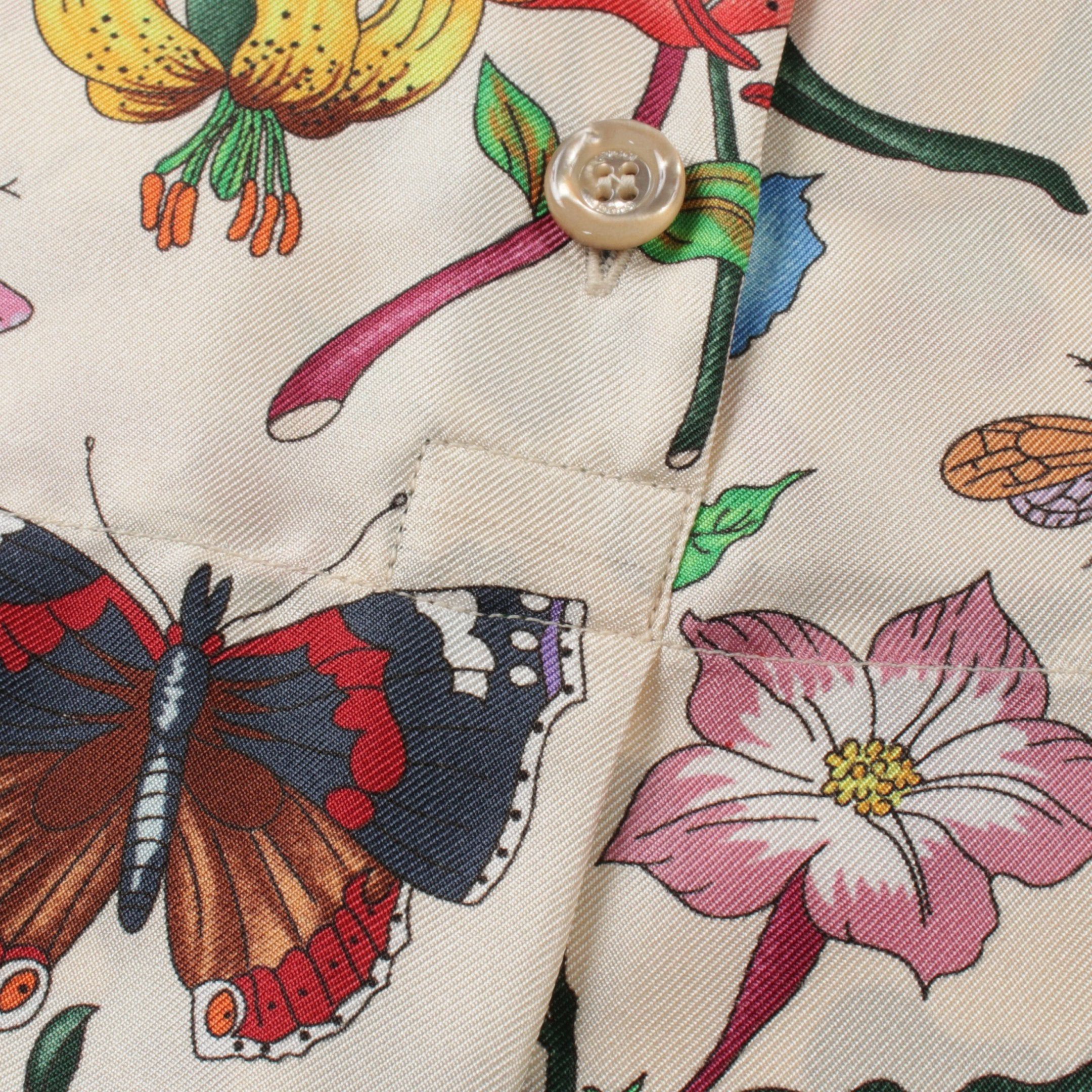 Gucci Gucci Floral Print Pullover Blouse Silk Ivory Pink Multicolor Size ONE SIZE - 7 Thumbnail