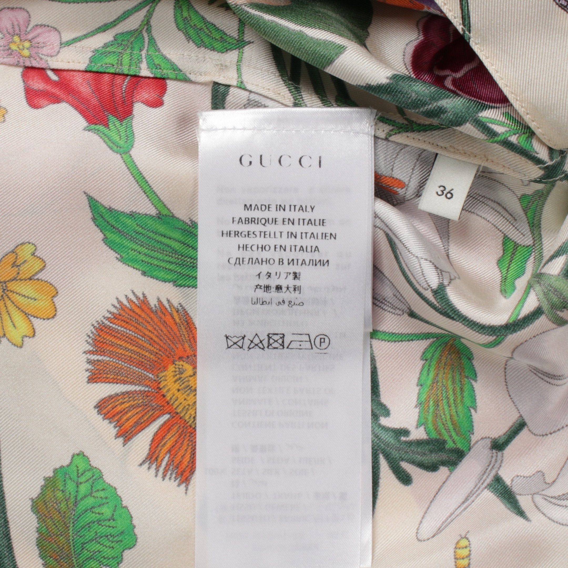 Gucci Gucci Floral Print Pullover Blouse Silk Ivory Pink Multicolor Size ONE SIZE - 5 Thumbnail