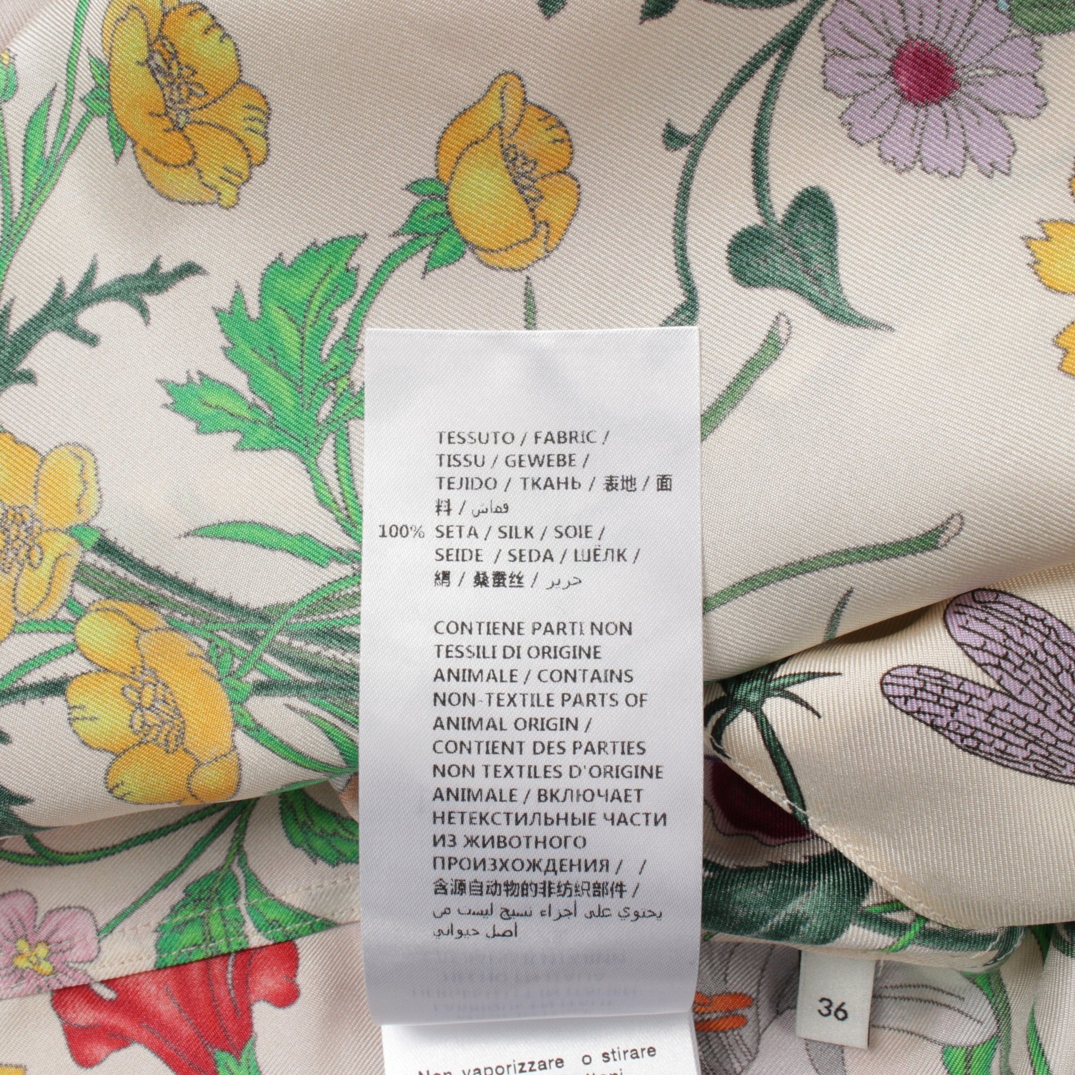 Gucci Gucci Floral Print Pullover Blouse Silk Ivory Pink Multicolor Size ONE SIZE - 4 Thumbnail