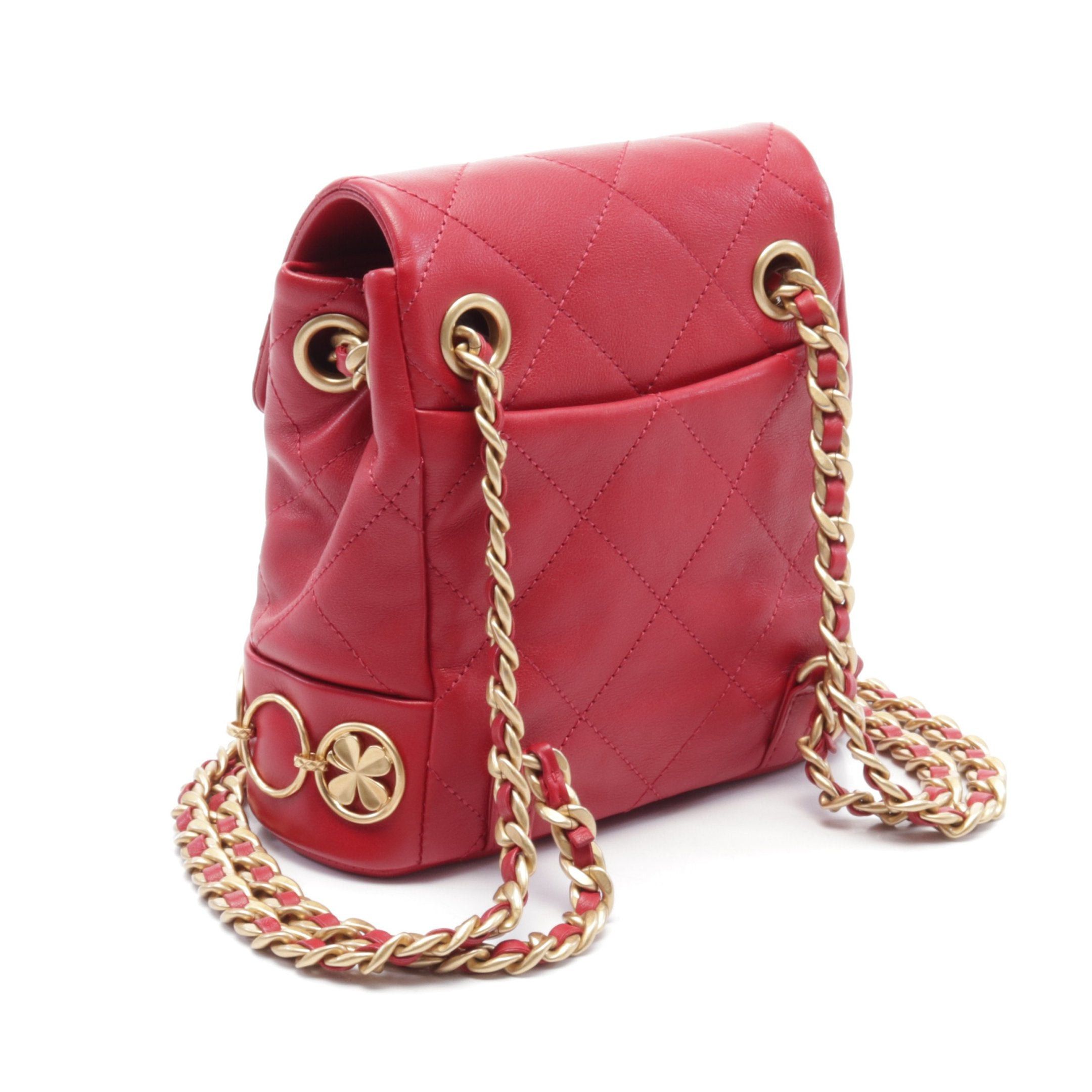 Chanel Chanel Matelasse Small Chain Backpack Rucksack Lambskin Red Gold Hardware Size ONE SIZE - 2 Thumbnail